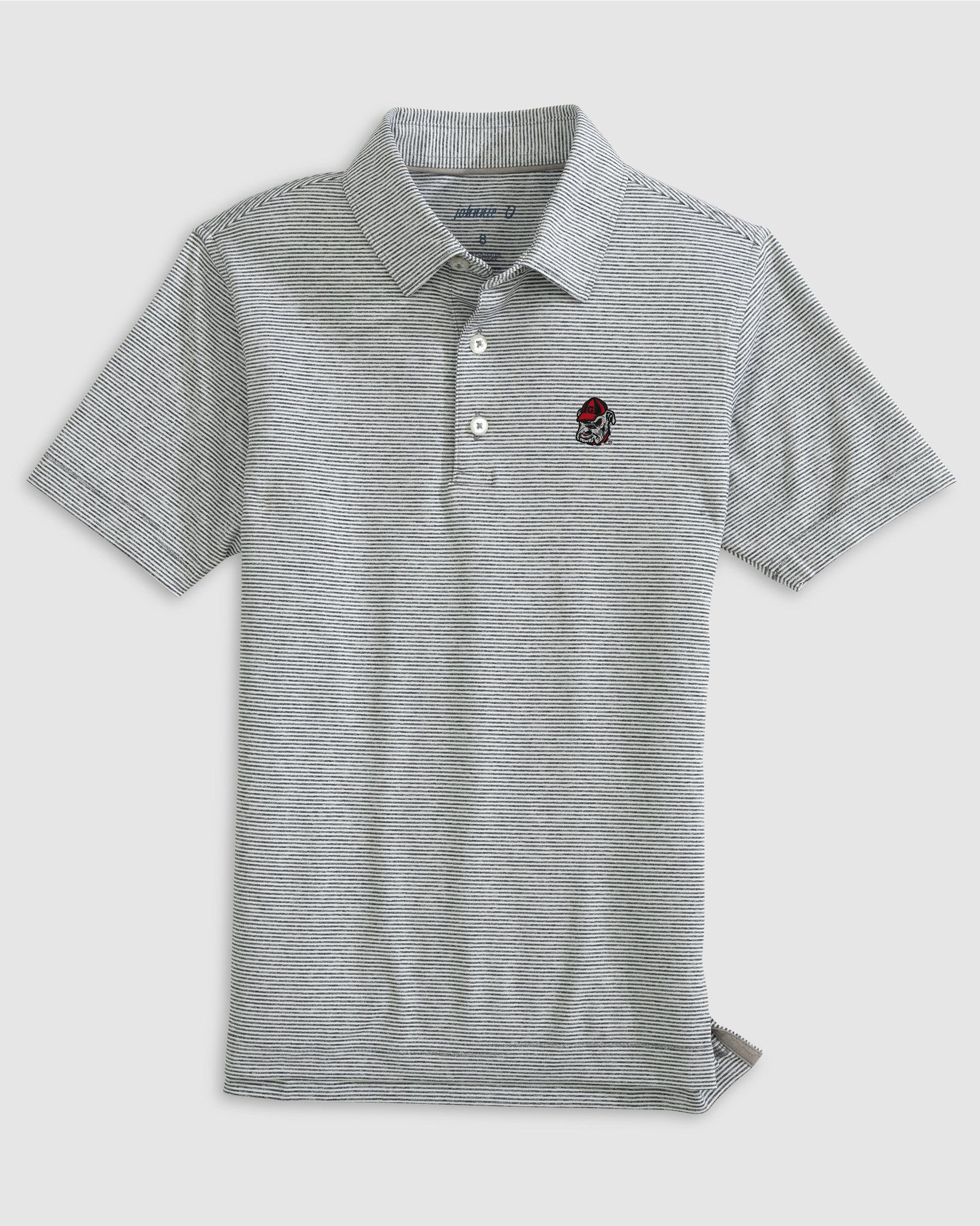 Georgia Lyndonn Jr. Striped Jersey Performance Polo - Bulldog Head Logo
