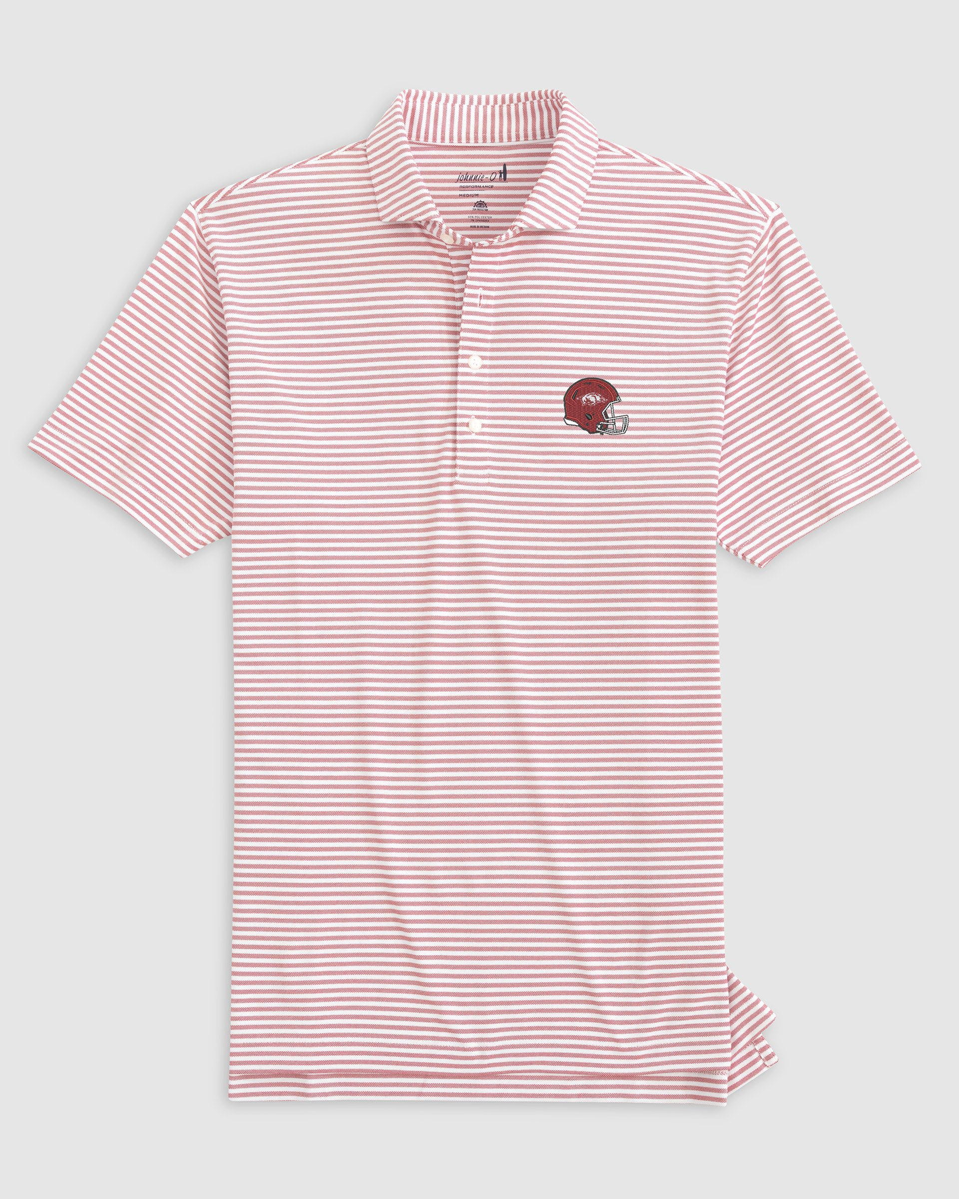 Arkansas Stetsons Striped Performance Mesh Polo - Helmet Logo