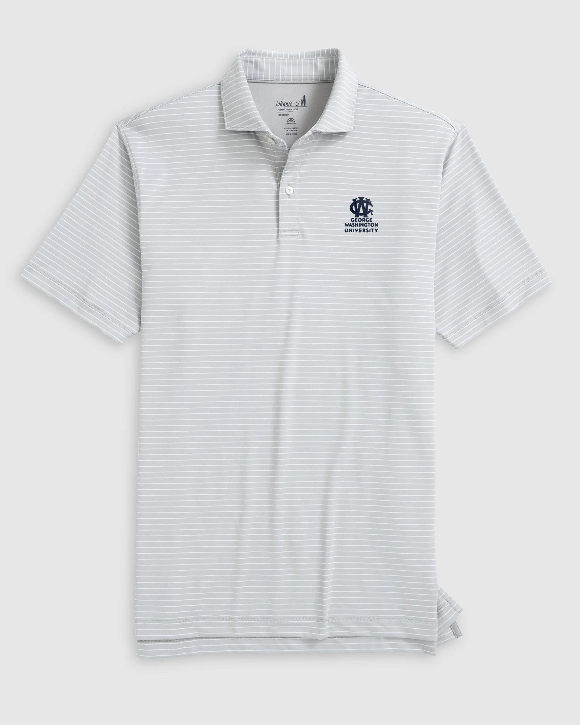 George Washington Beau Striped Performance Jersey Polo - Vault Logo
