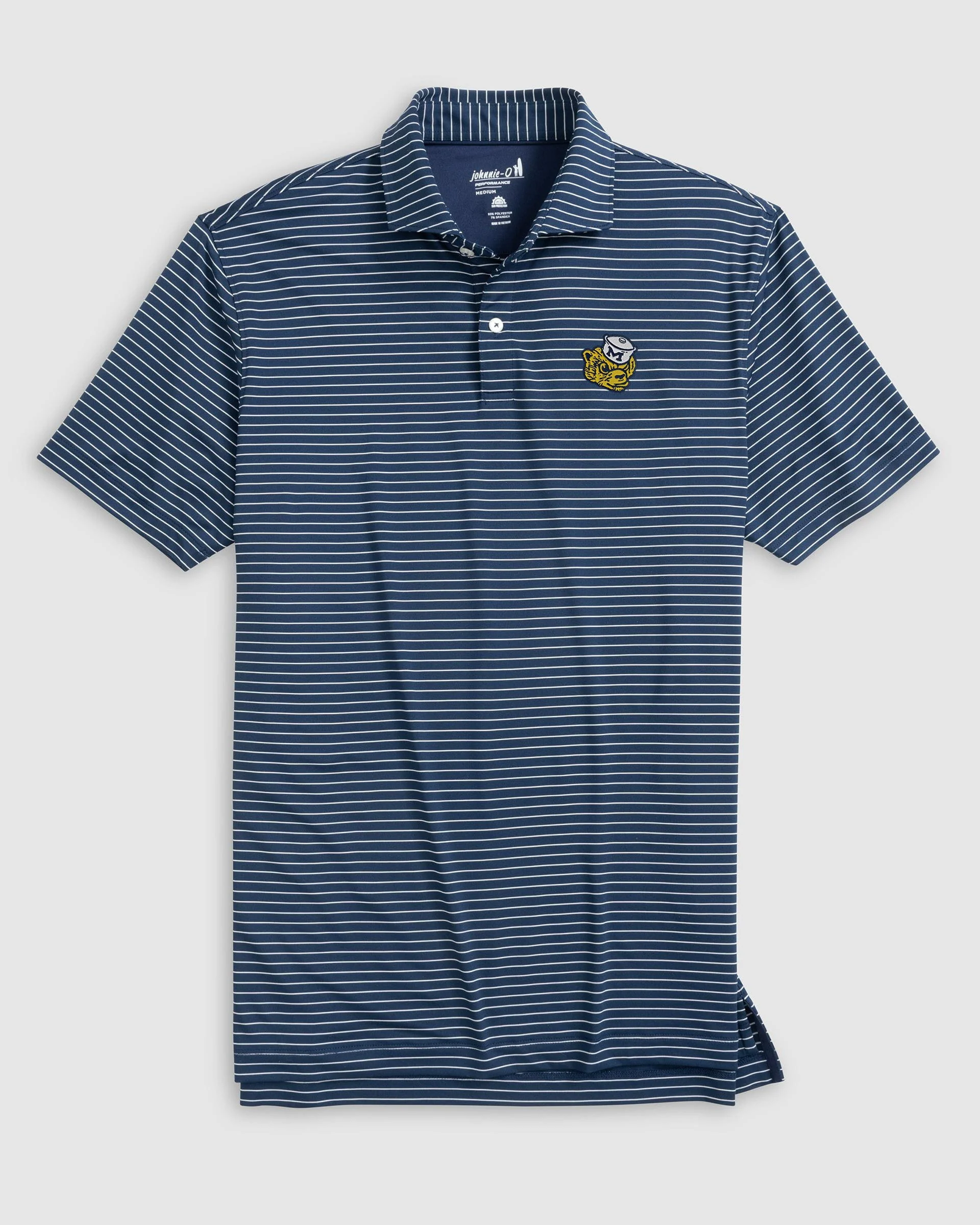 Michigan Beau Striped Performance Jersey Polo - Vault Logo