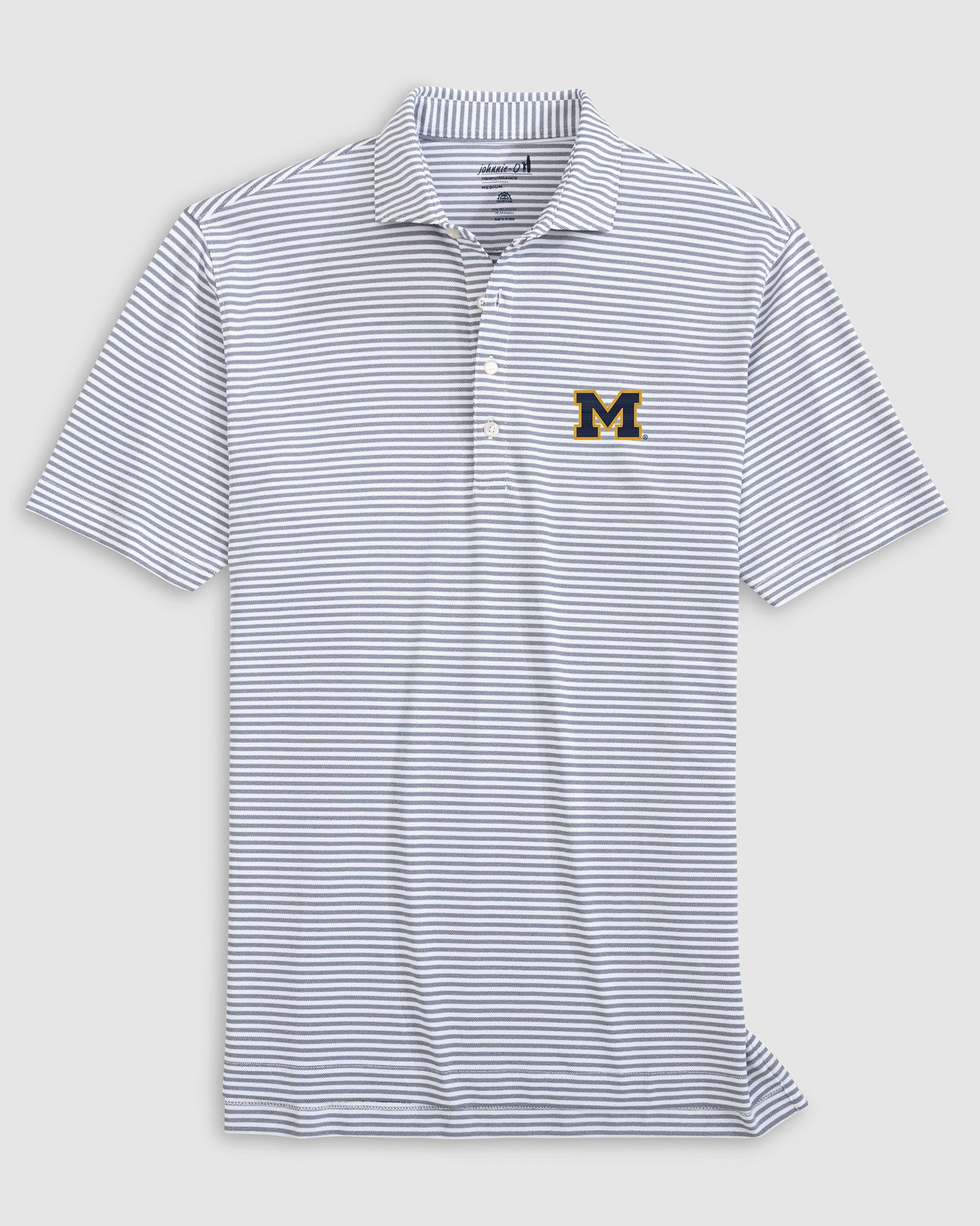 Michigan Stetsons Striped Performance Mesh Polo
