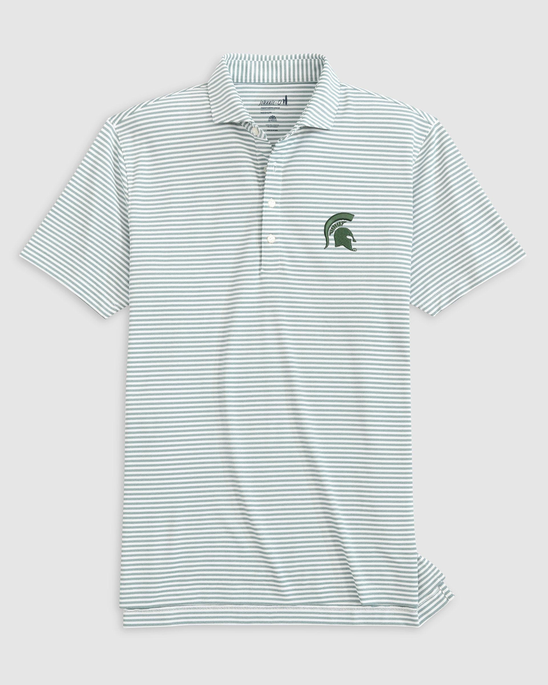 Michigan State Stetsons Striped Performance Mesh Polo