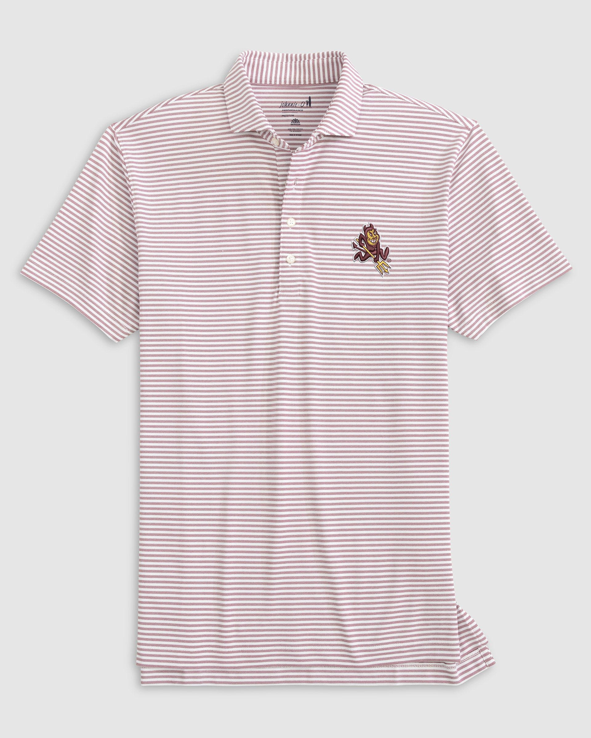 Arizona State Stetsons Striped Performance Mesh Polo - Sparky Logo