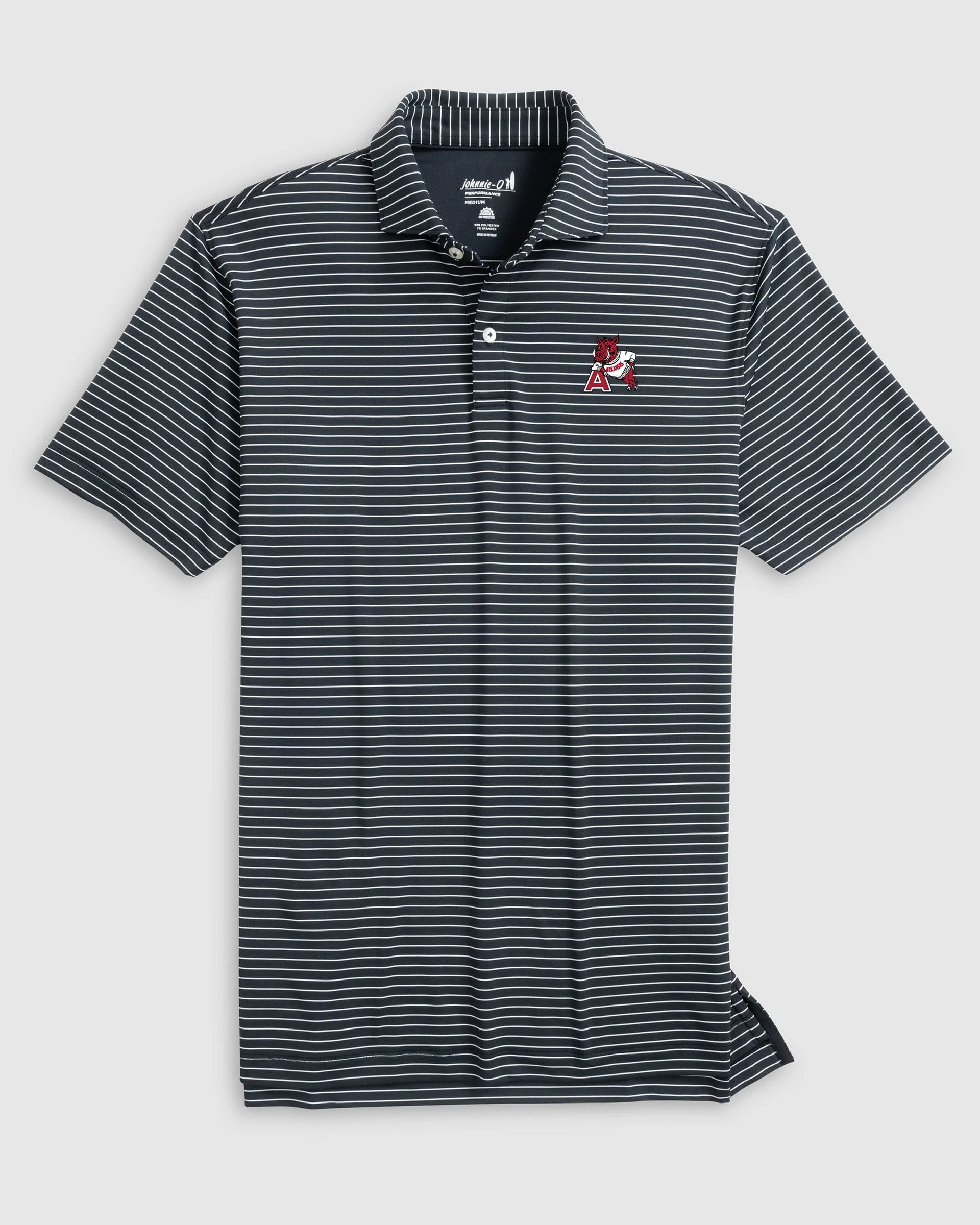 Arkansas Beau Striped Performance Jersey Polo - Vault Logo