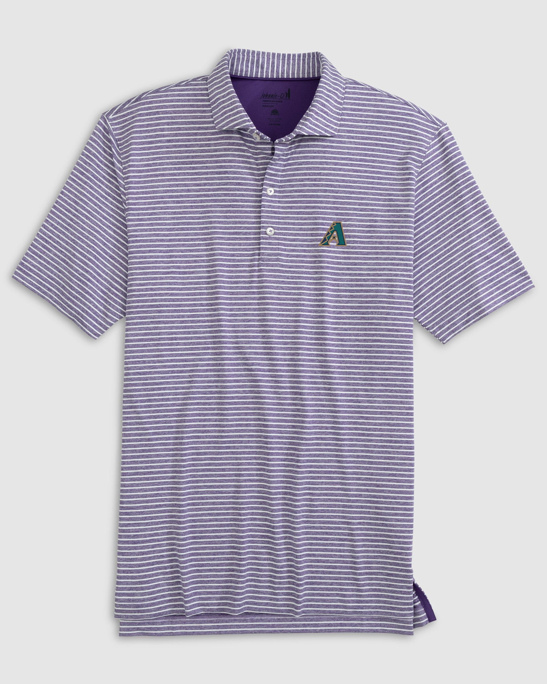 Arizona Diamondbacks Clipperr Striped Jersey Performance Polo - Cooperstown Logo