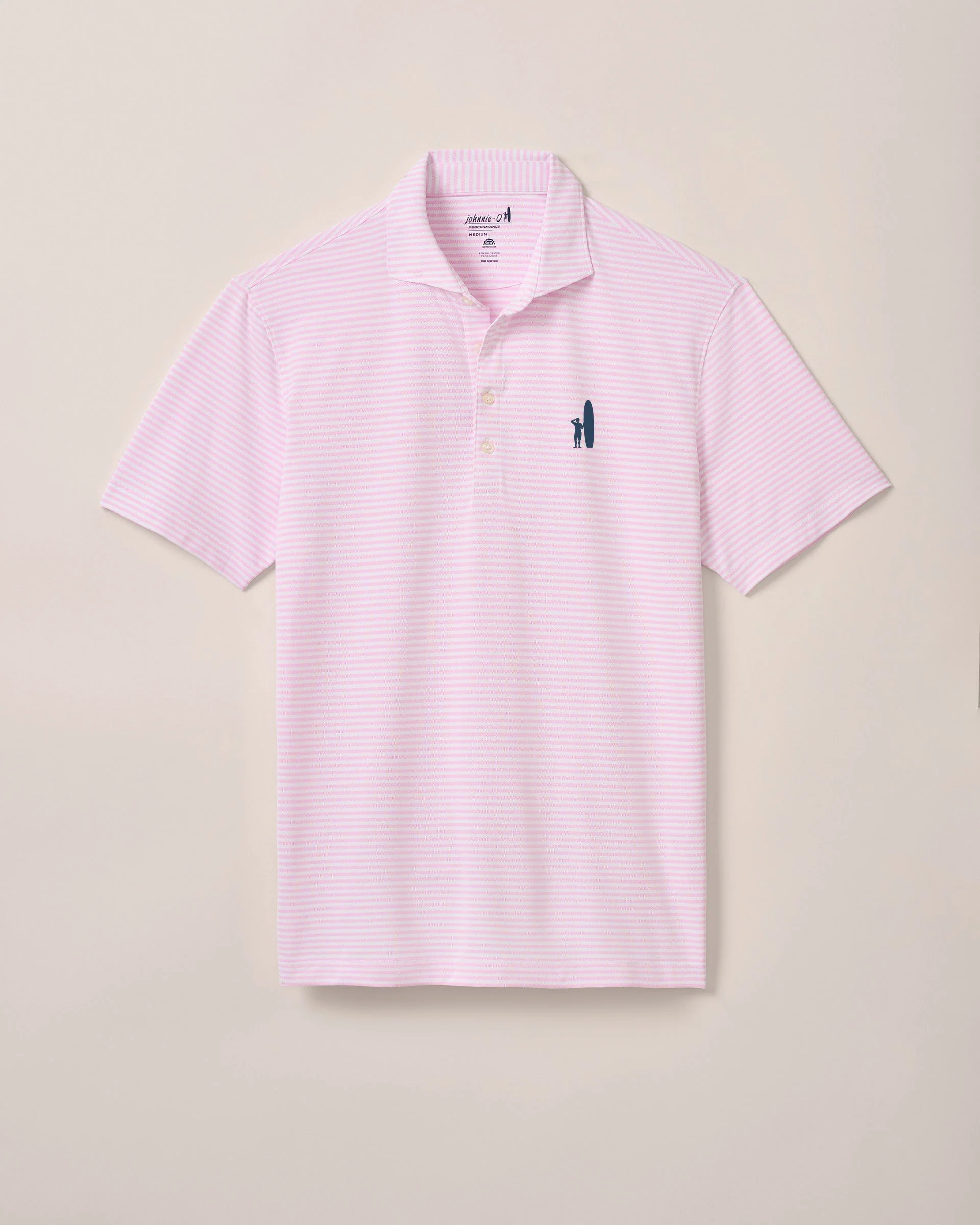 Custom Surfer Logo Performance Mesh Polo - Stetson Stripe