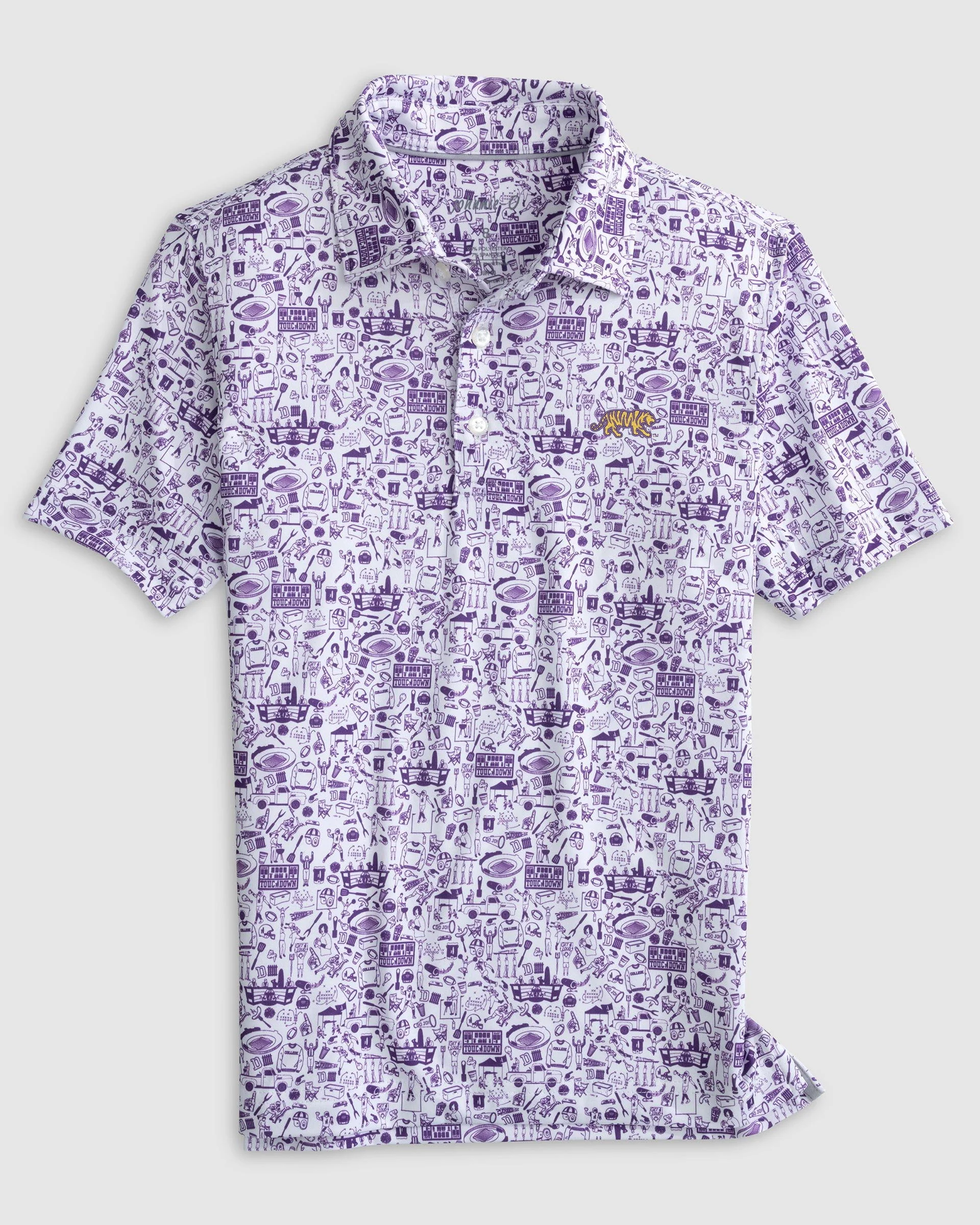 Louisiana State Tailgater 2.0 Jr. Printed Jersey Performance Polo - Mike The Tiger Logo