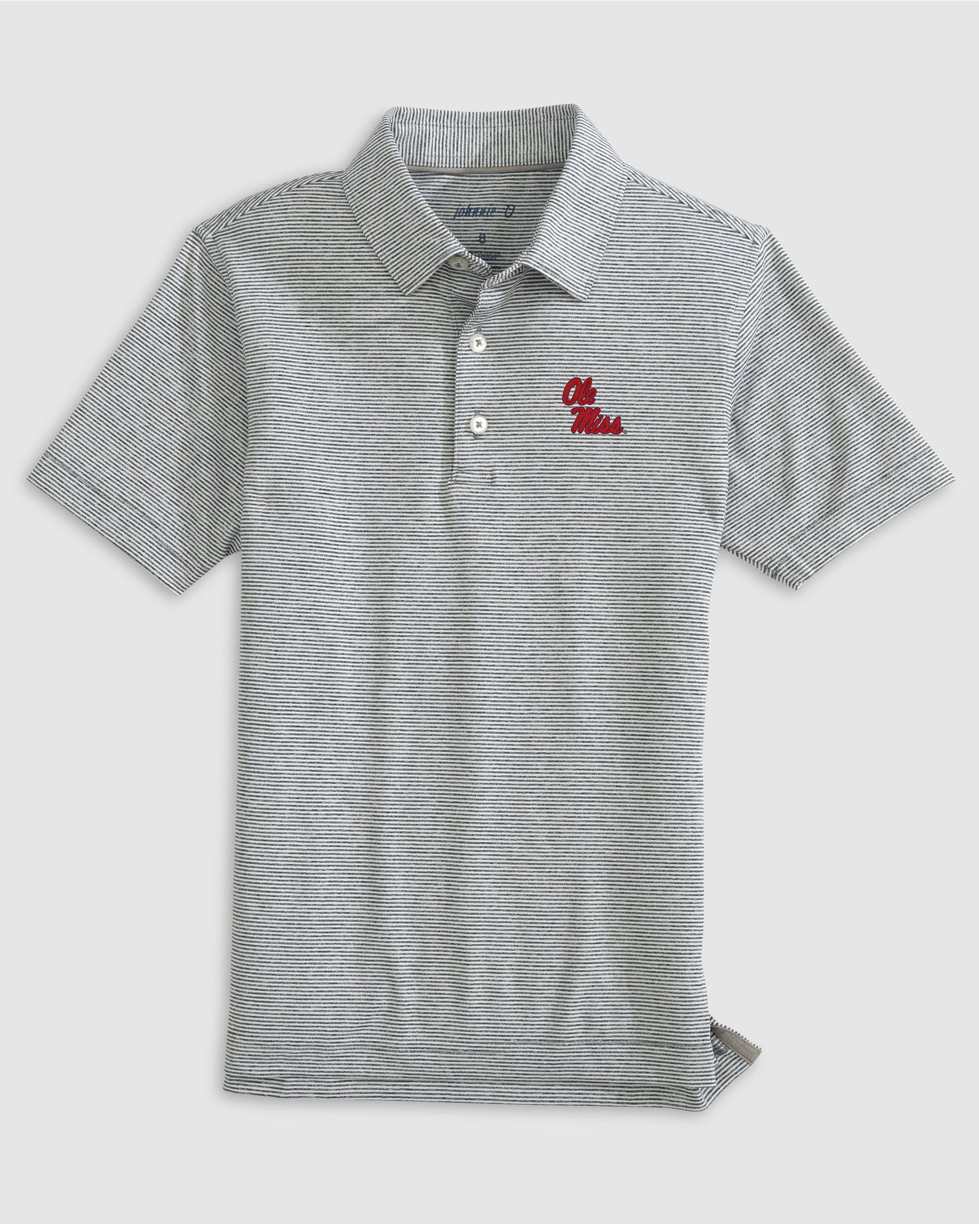 Ole Miss Lyndonn Jr. Striped Jersey Performance Polo - Stacked Logo