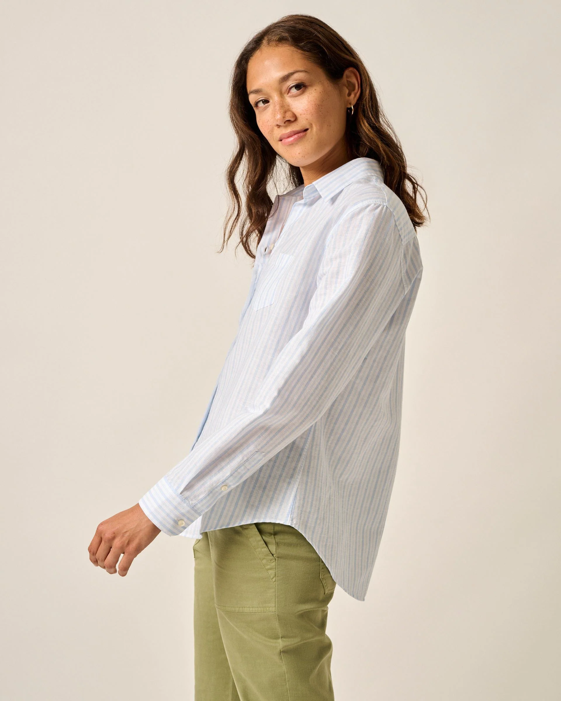Frieda Cotton Linen Button Down Shirt