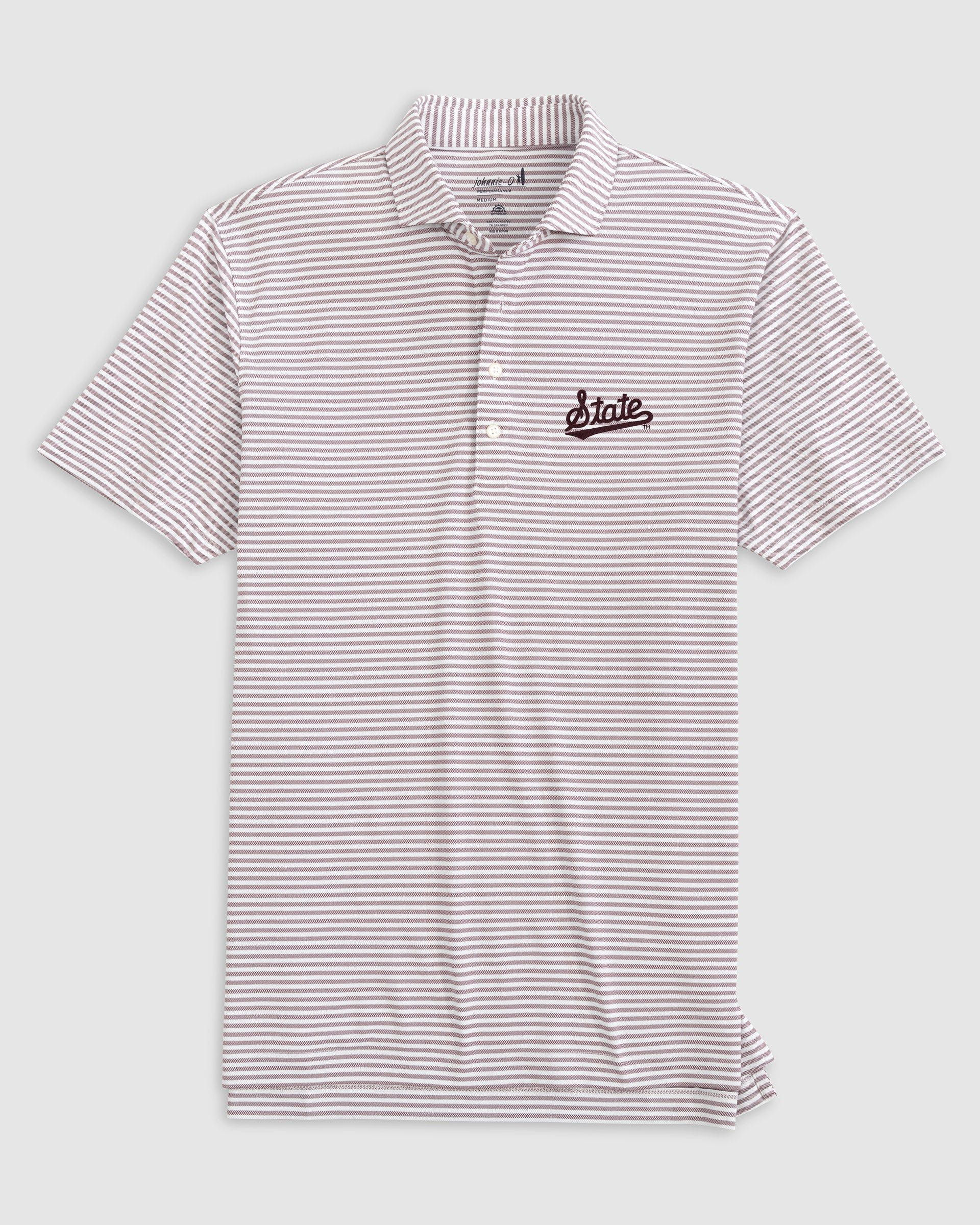 Mississippi State Stetsons Striped Performance Mesh Polo - Script Logo
