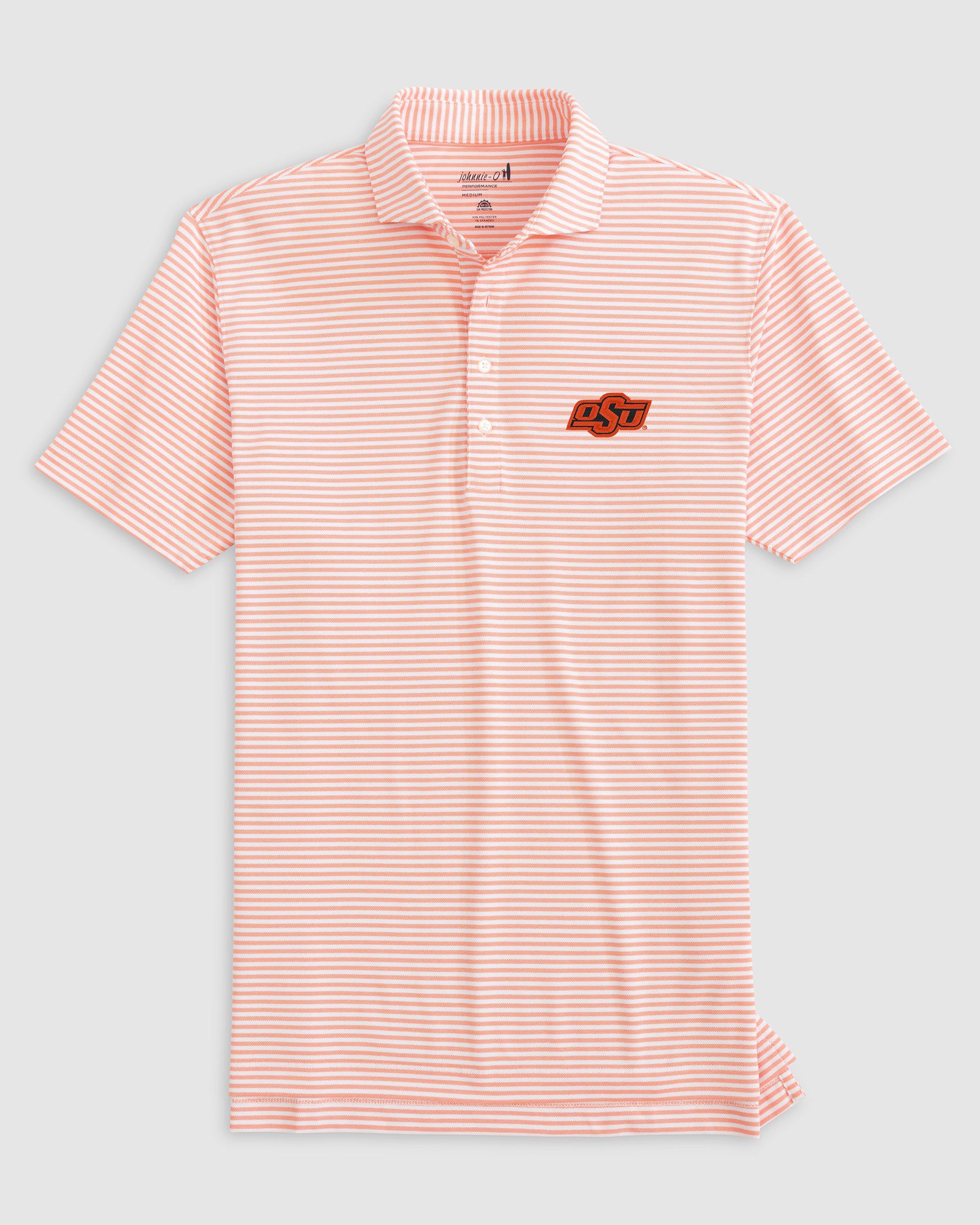Oklahoma State Stetsons Striped Performance Mesh Polo