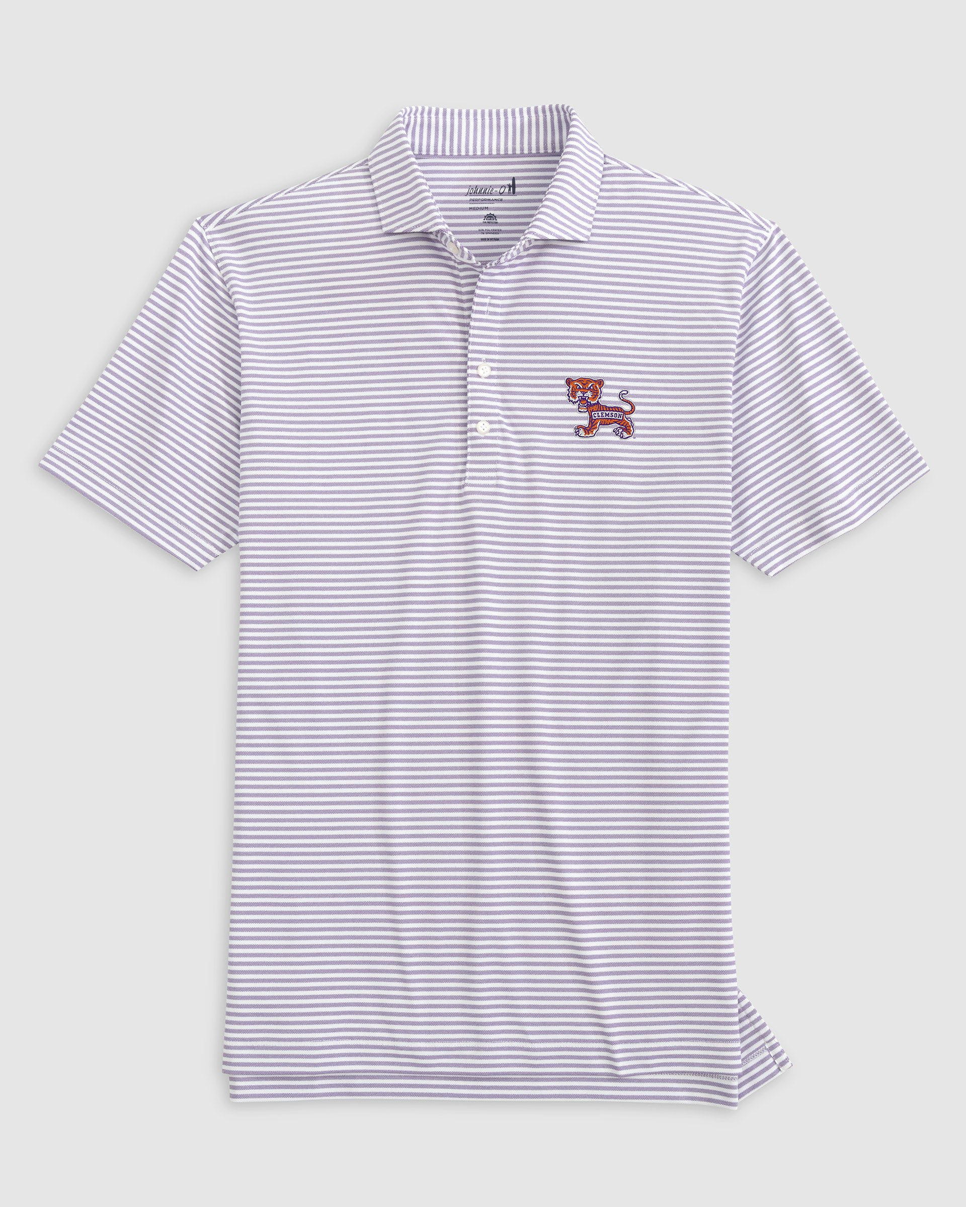 Clemson Stetsons Striped Performance Mesh Polo - Vault Logo