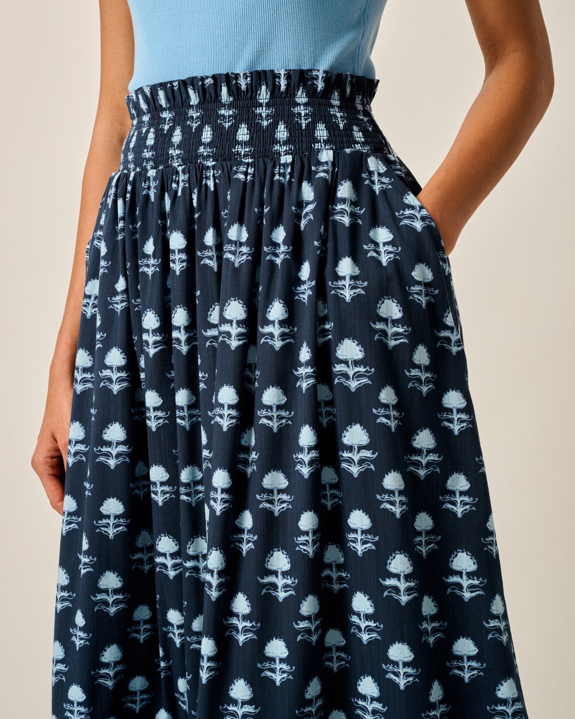 Kinsley Block Print Midi Skirt