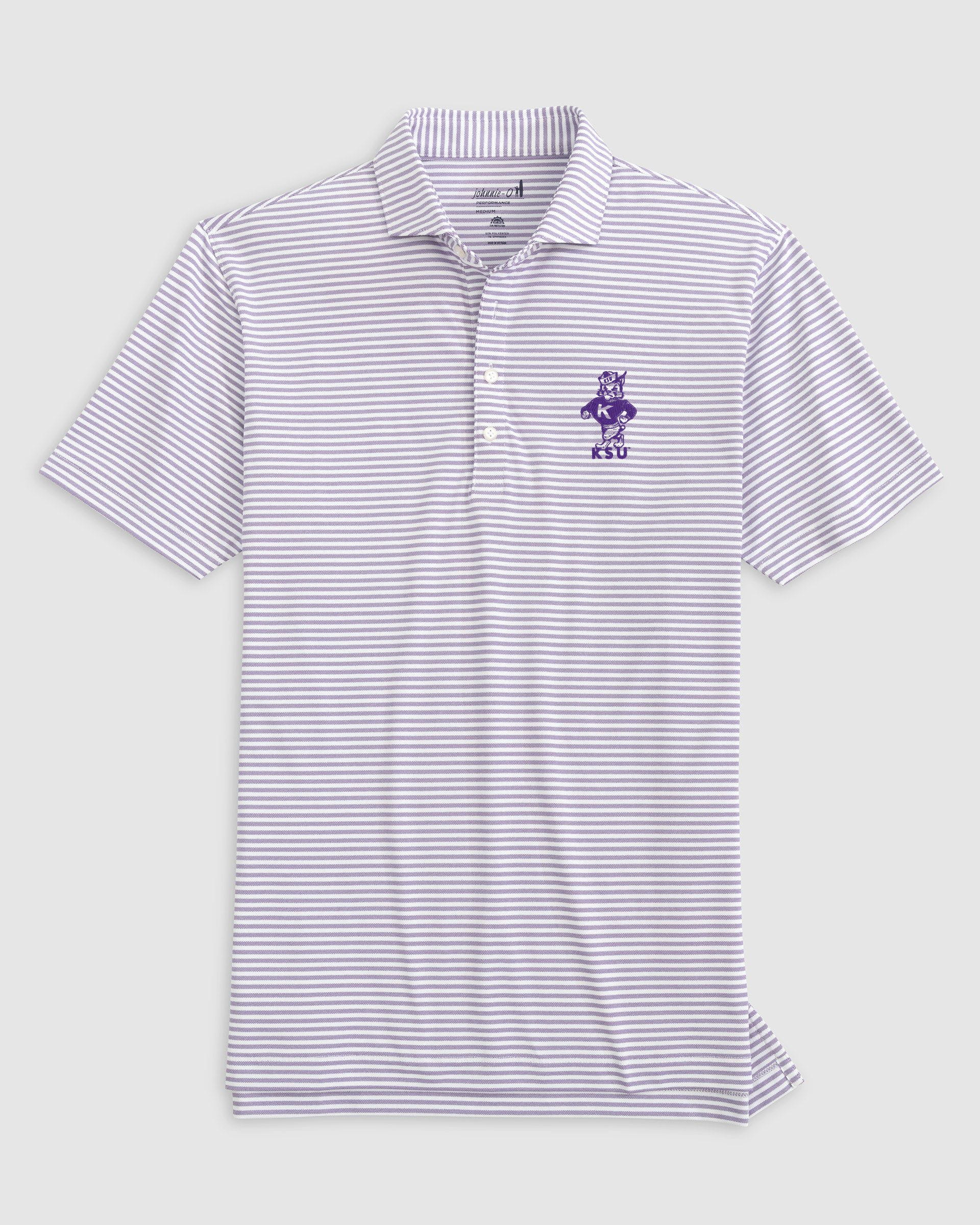 Kansas State Stetsons Striped Performance Mesh Polo - Vault Logo