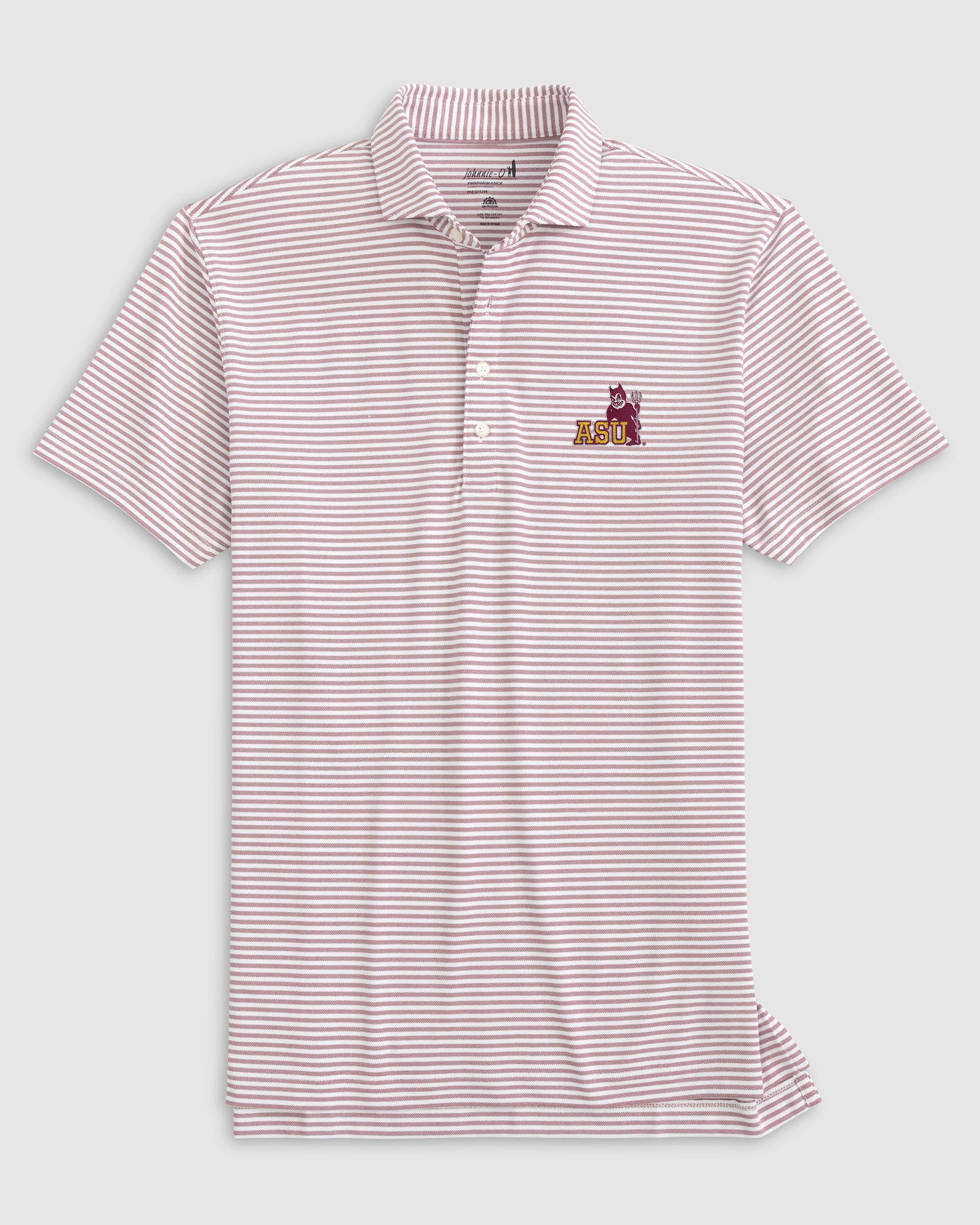 Arizona State Stetsons Striped Performance Mesh Polo - Vault Logo