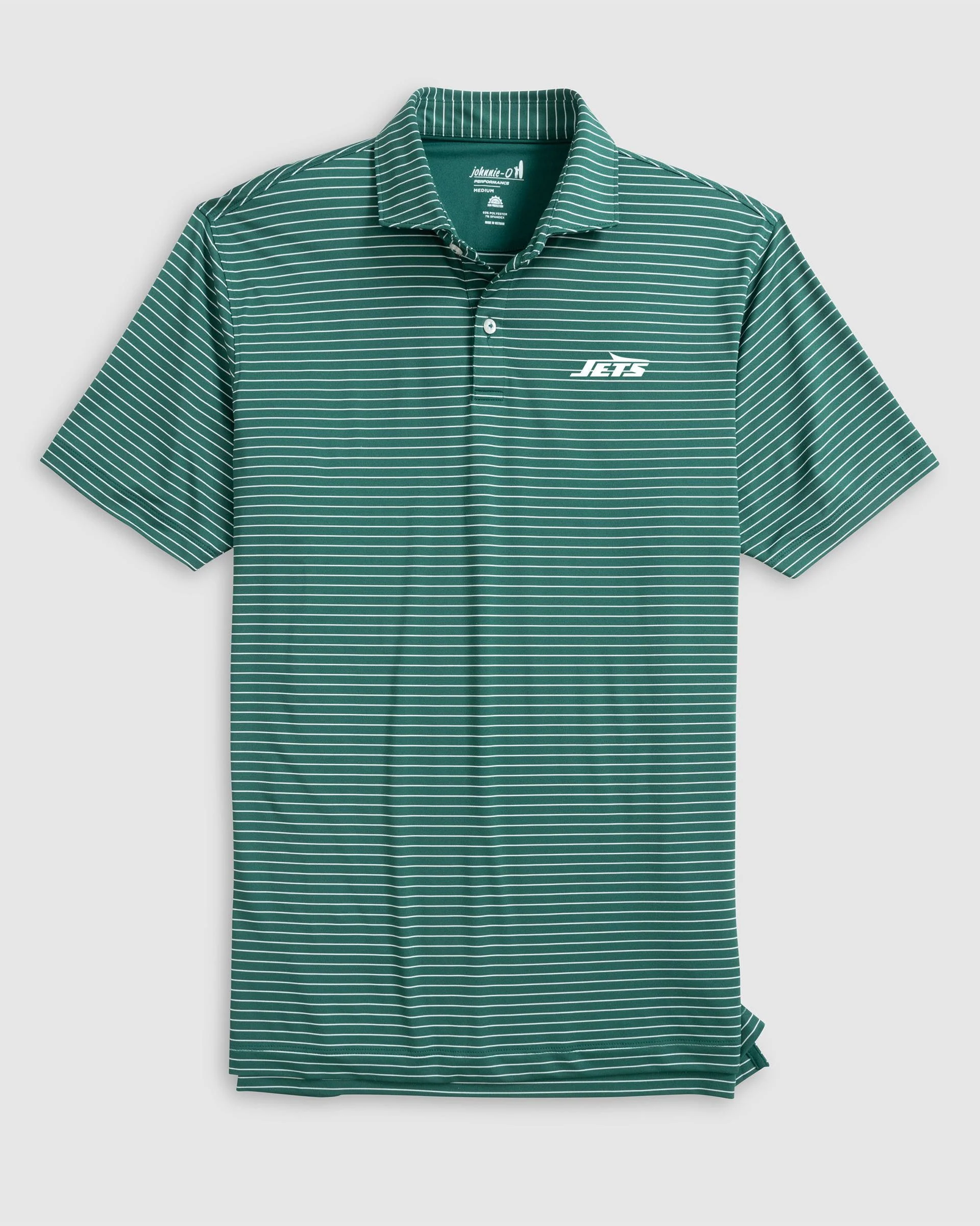 New York Jets Beau Striped Performance Jersey Polo