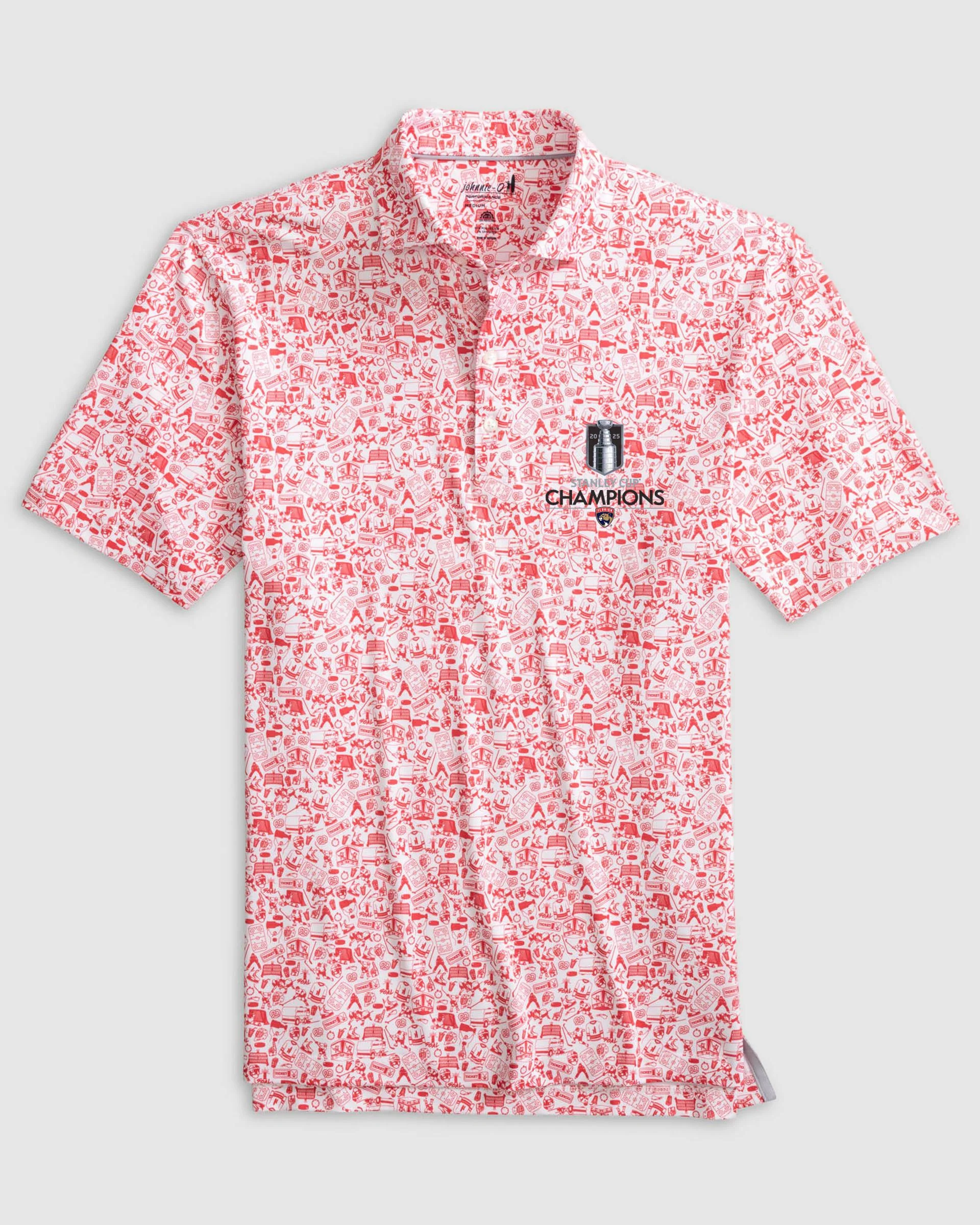 Florida Panthers Slap Shot Performance Jersey Polo - 2025 Stanley Cup Champions Logo