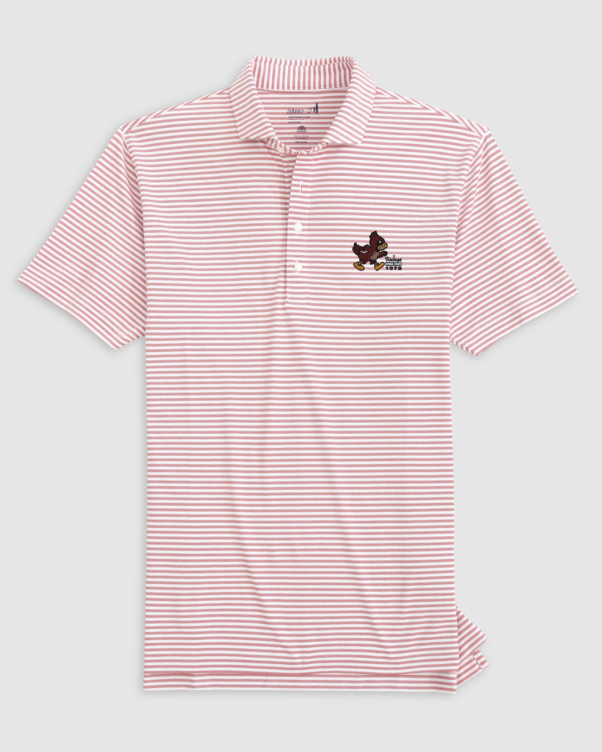 Iowa State Stetsons Striped Performance Mesh Polo - Vault Logo