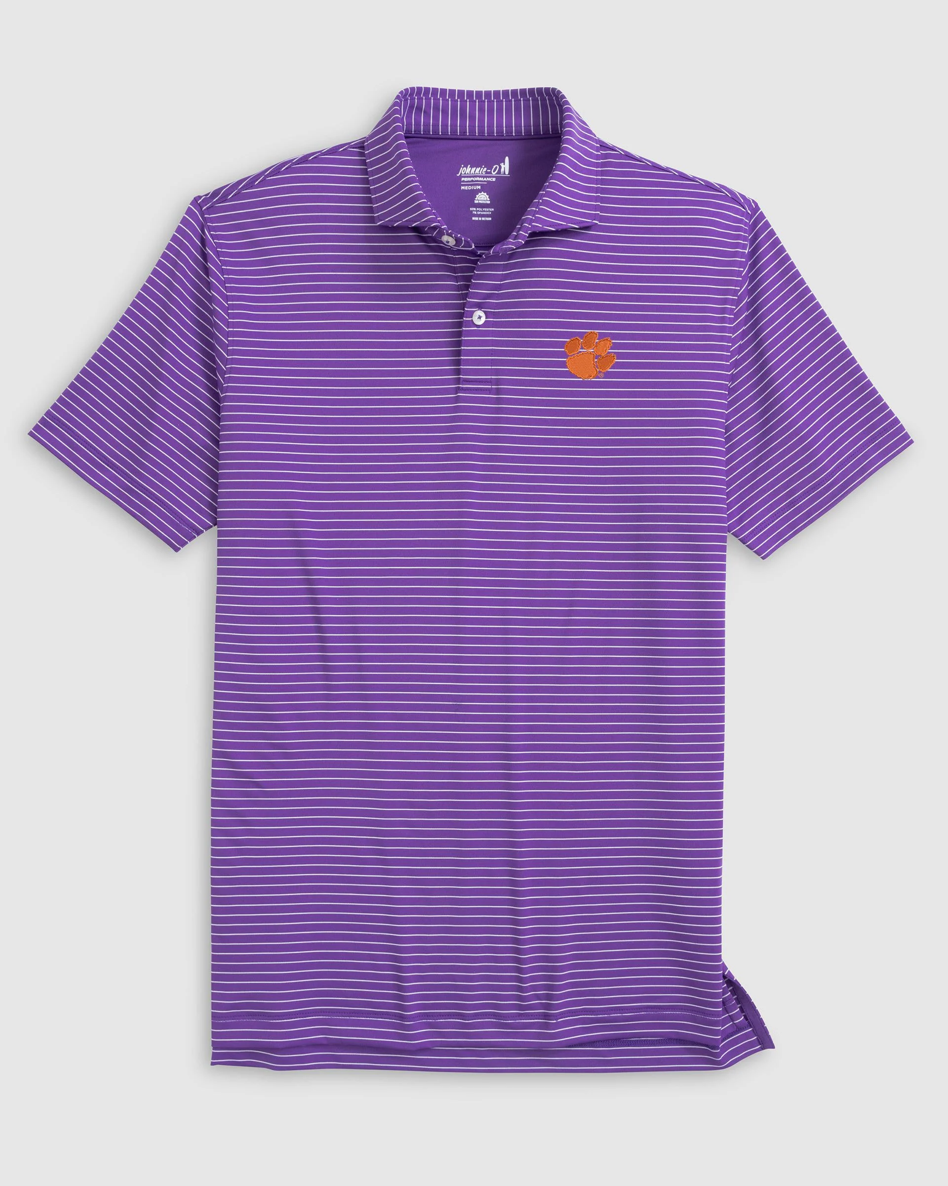 Clemson Beau Striped Performance Jersey Polo