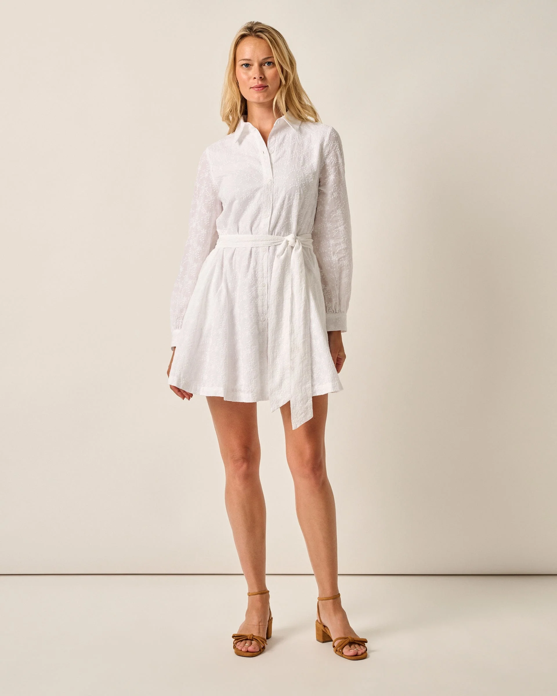 Jenna Embroidered Flared Shirt Dress