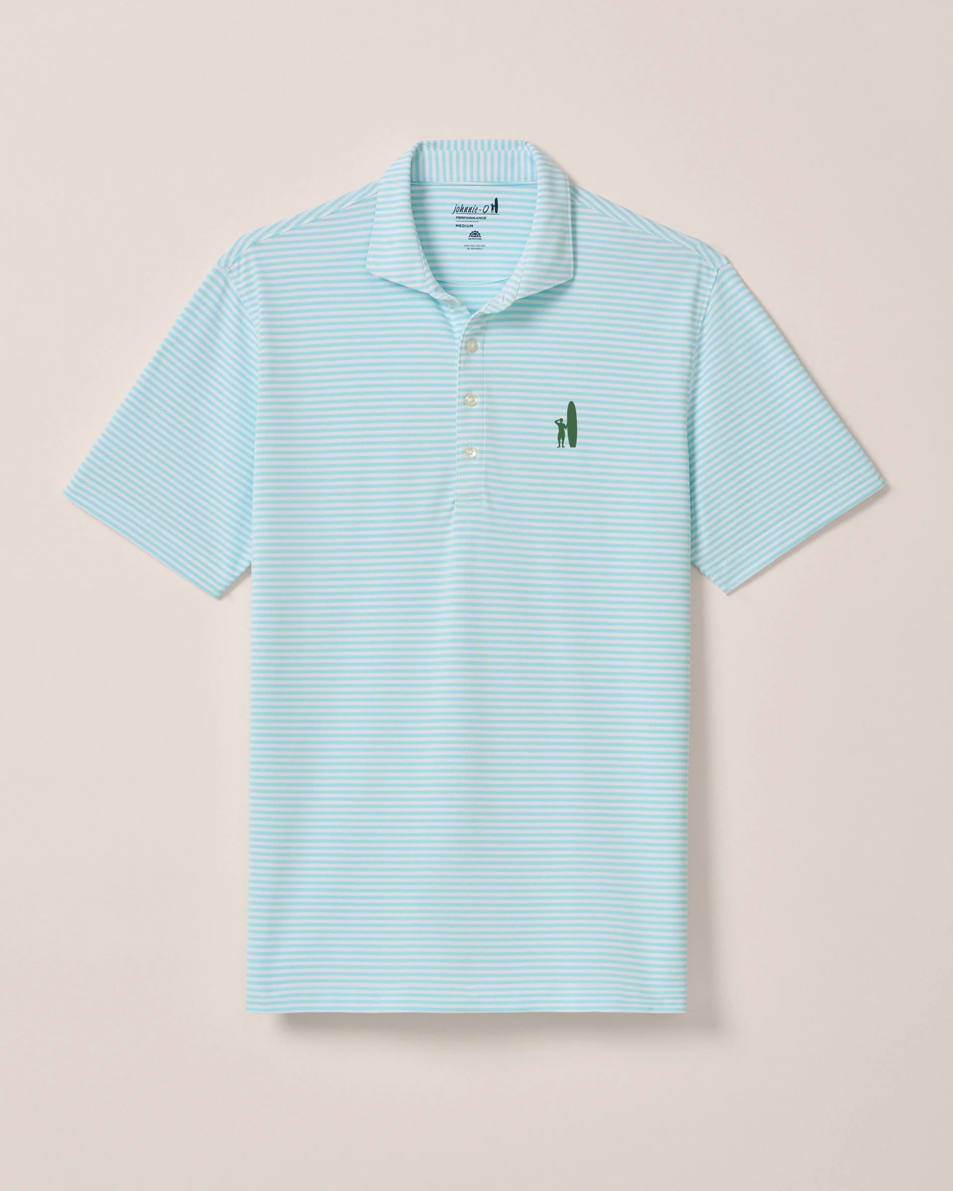 Custom Surfer Logo Performance Mesh Polo - Stetson Stripe