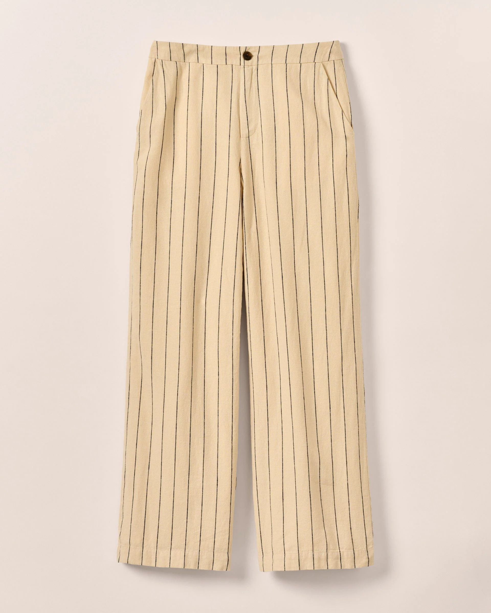 Lilah Linen Blend Pinstripe Beach Trouser