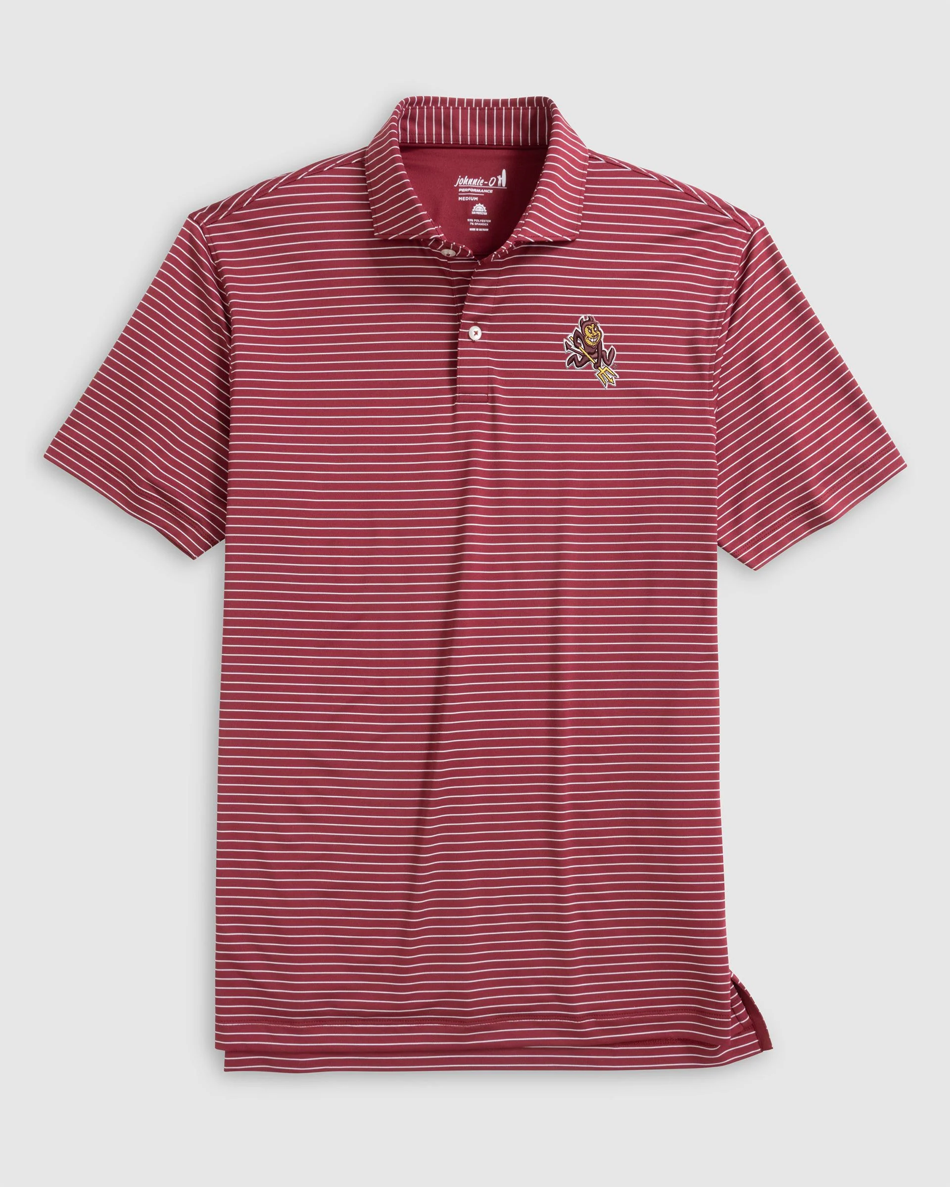 Arizona State Beau Striped Performance Jersey Polo - Sparky Logo