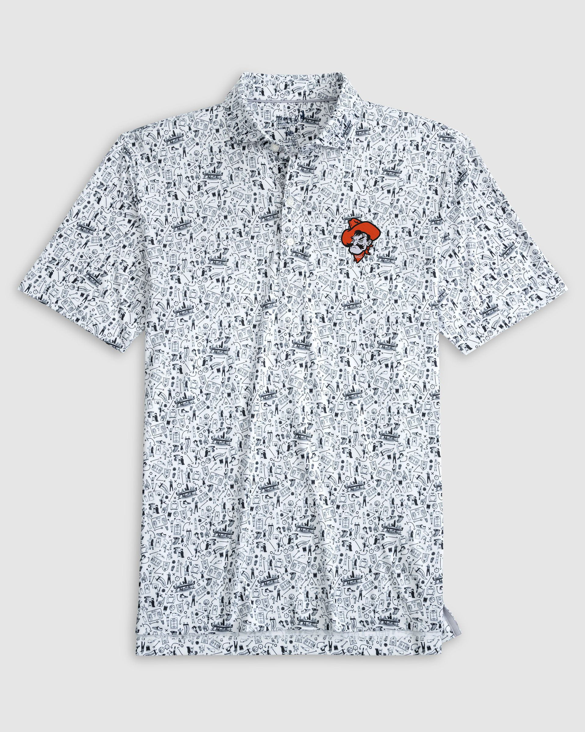 Oklahoma State Hoop There It Is Printed Performance Jersey Polo - Pistol Pete Logo