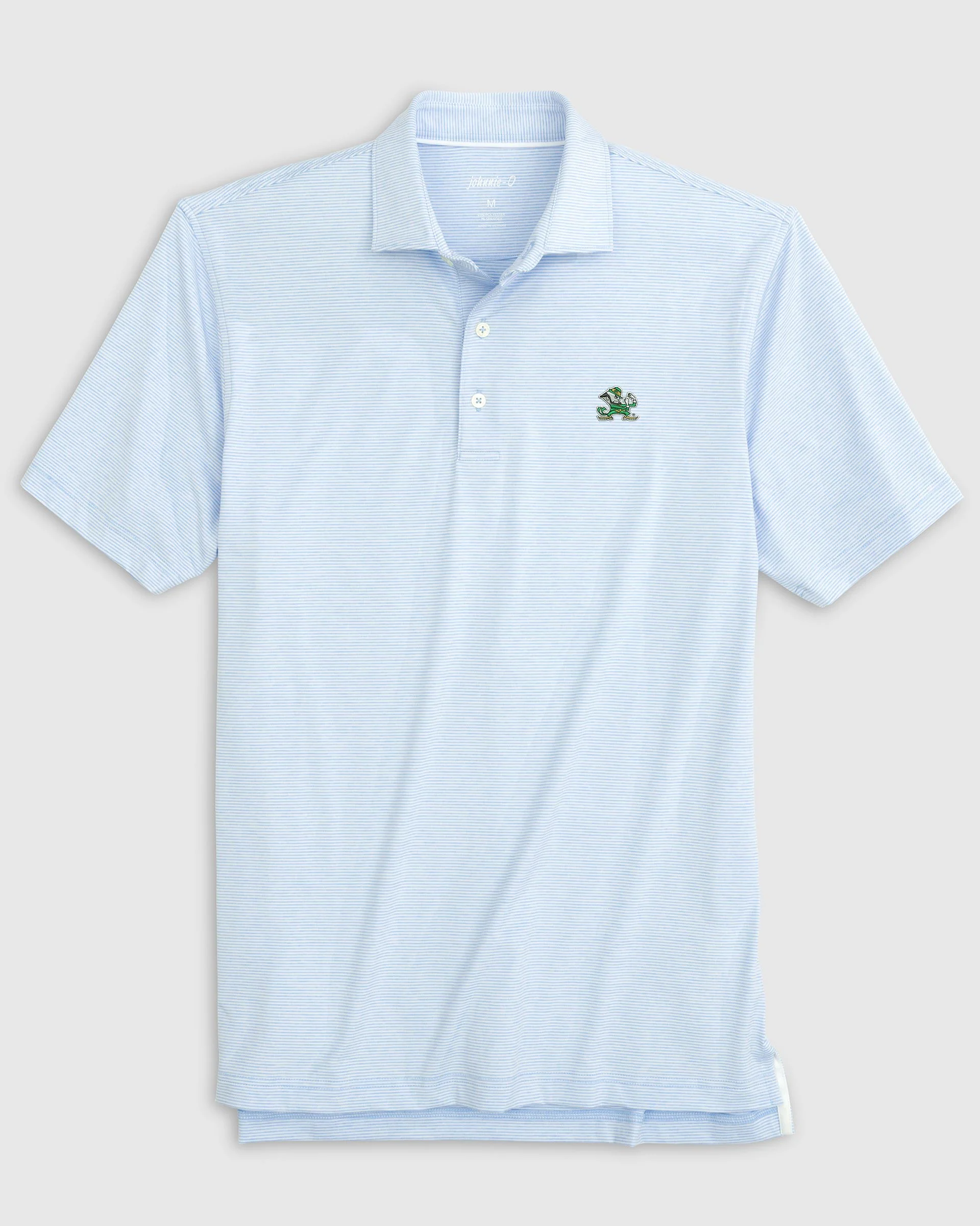 Notre Dame Lyndonn Striped Jersey Performance Polo - Leprechaun Logo