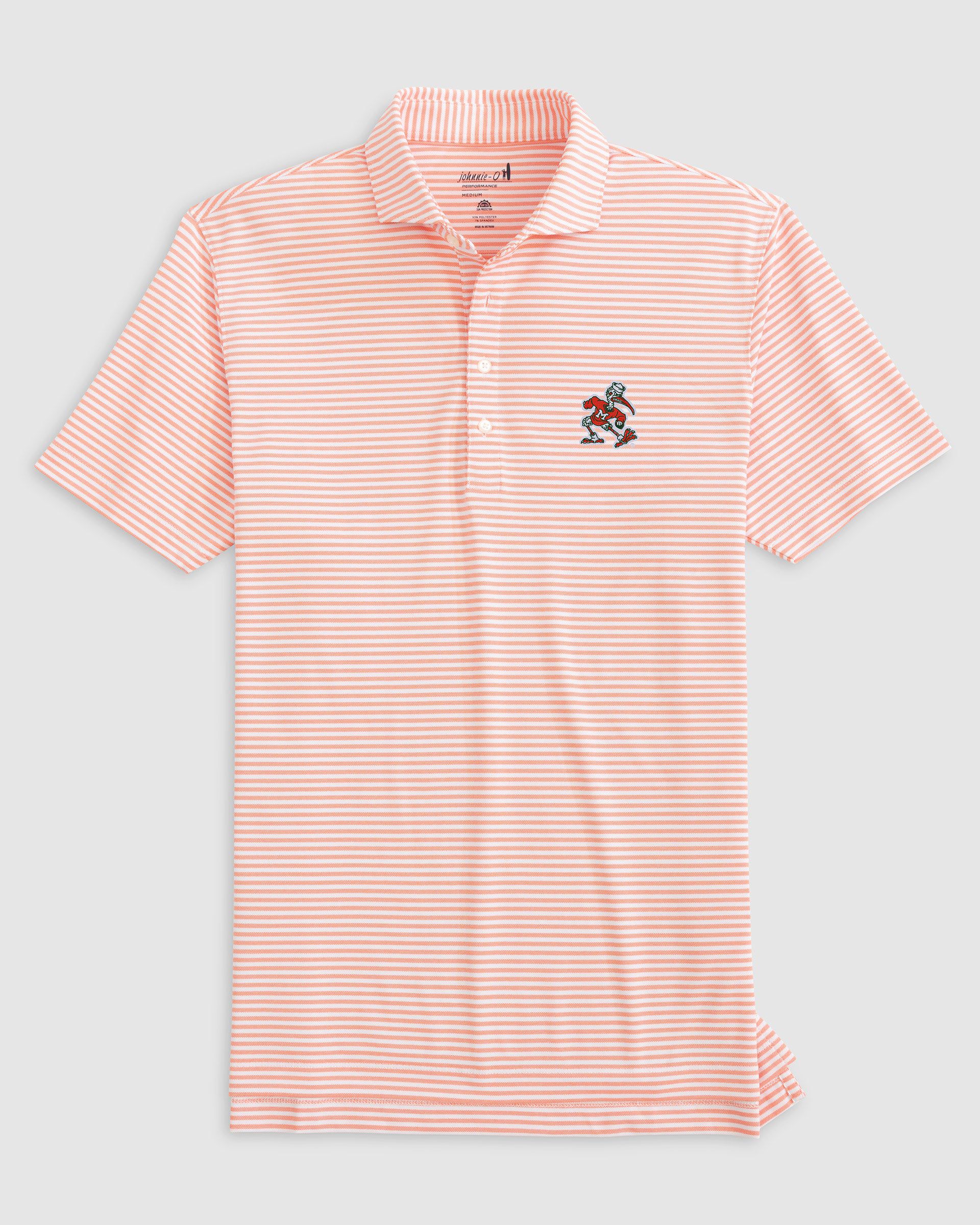 Miami Stetsons Striped Performance Mesh Polo - Vintage Logo