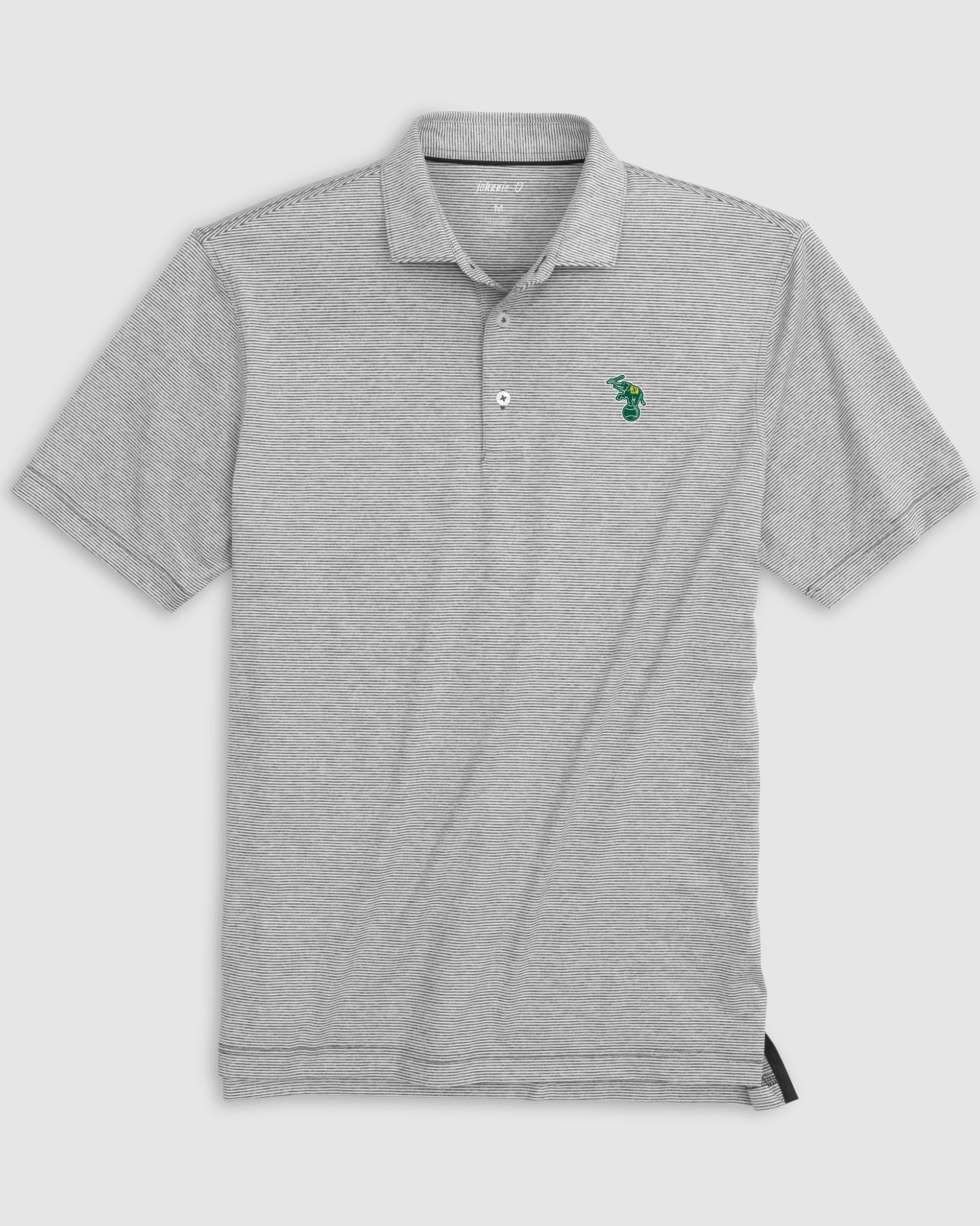 Oakland Athletics Lyndonn Striped Jersey Performance Polo - Cooperstown Logo
