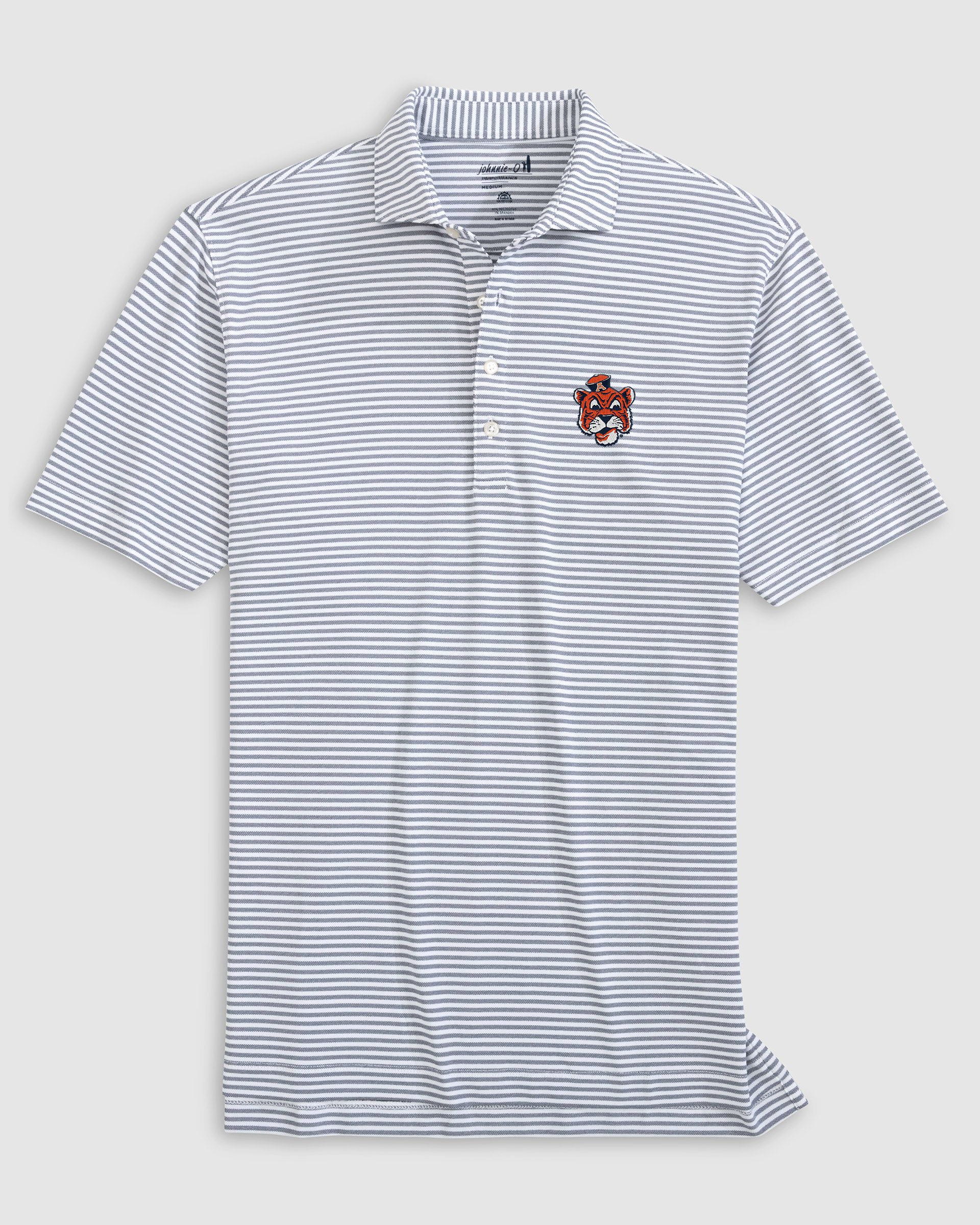 Auburn Stetsons Striped Performance Mesh Polo - Vault Logo