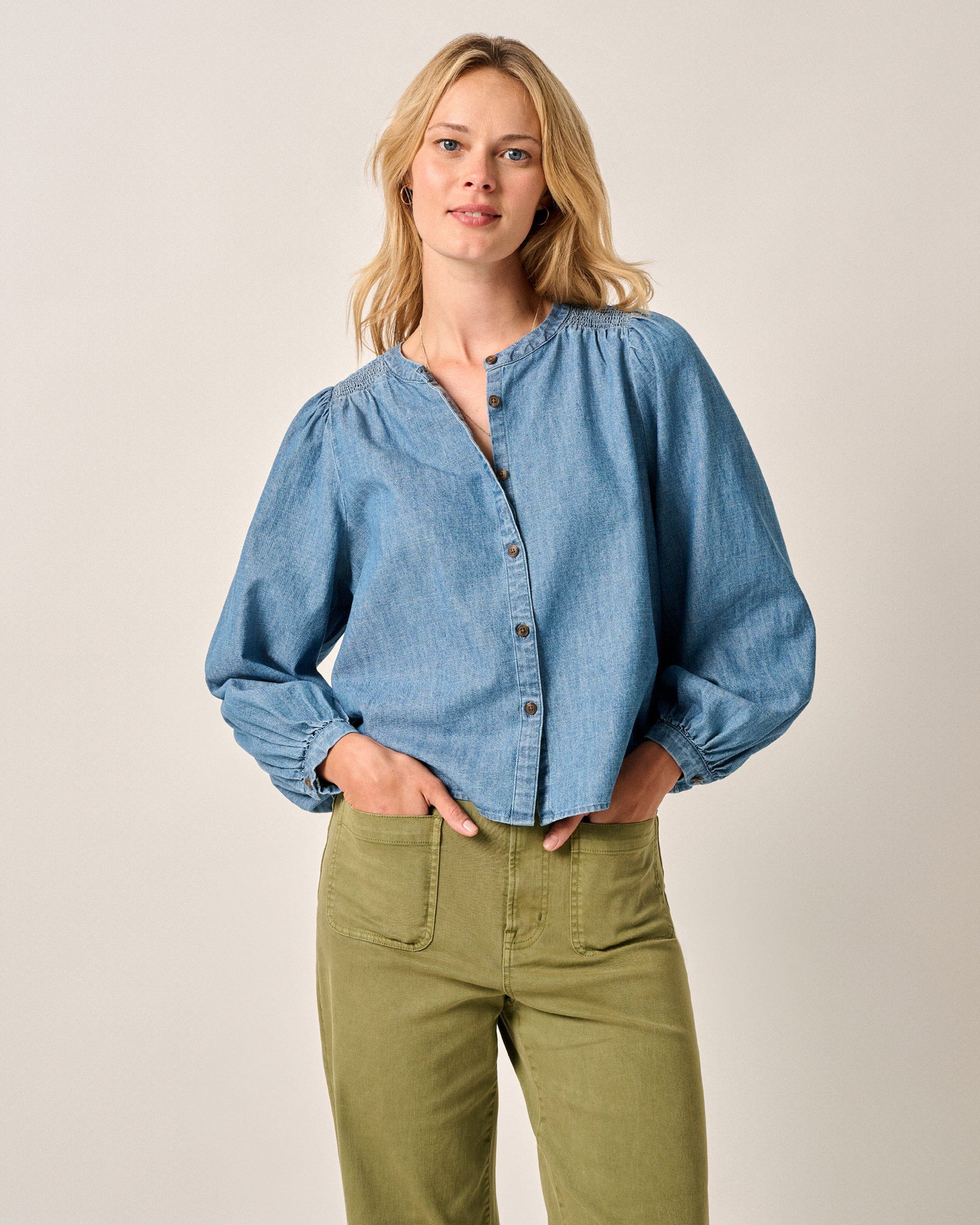 Blair Cotton Button Down Smock Blouse