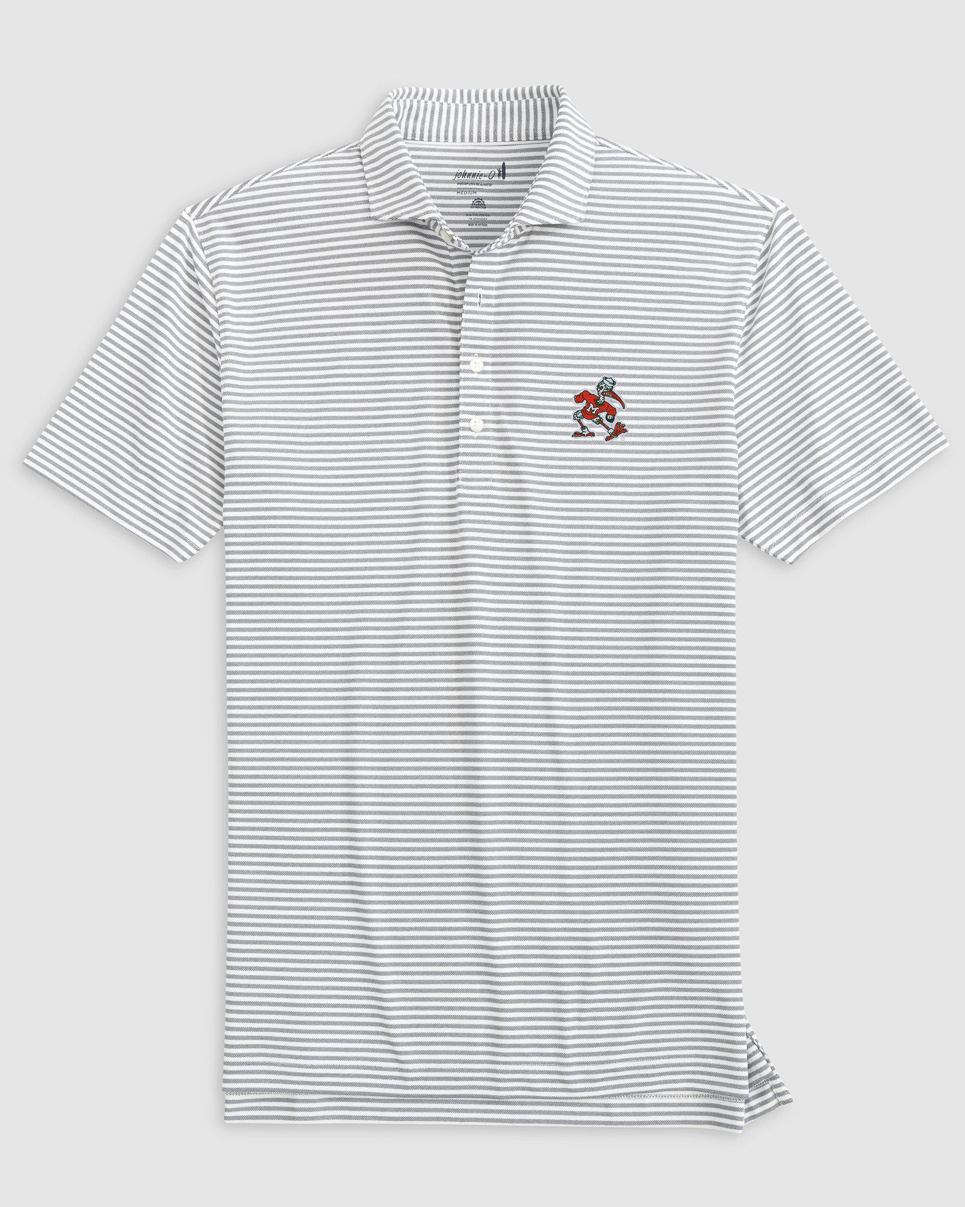 Miami Stetsons Striped Performance Mesh Polo - Vintage Logo