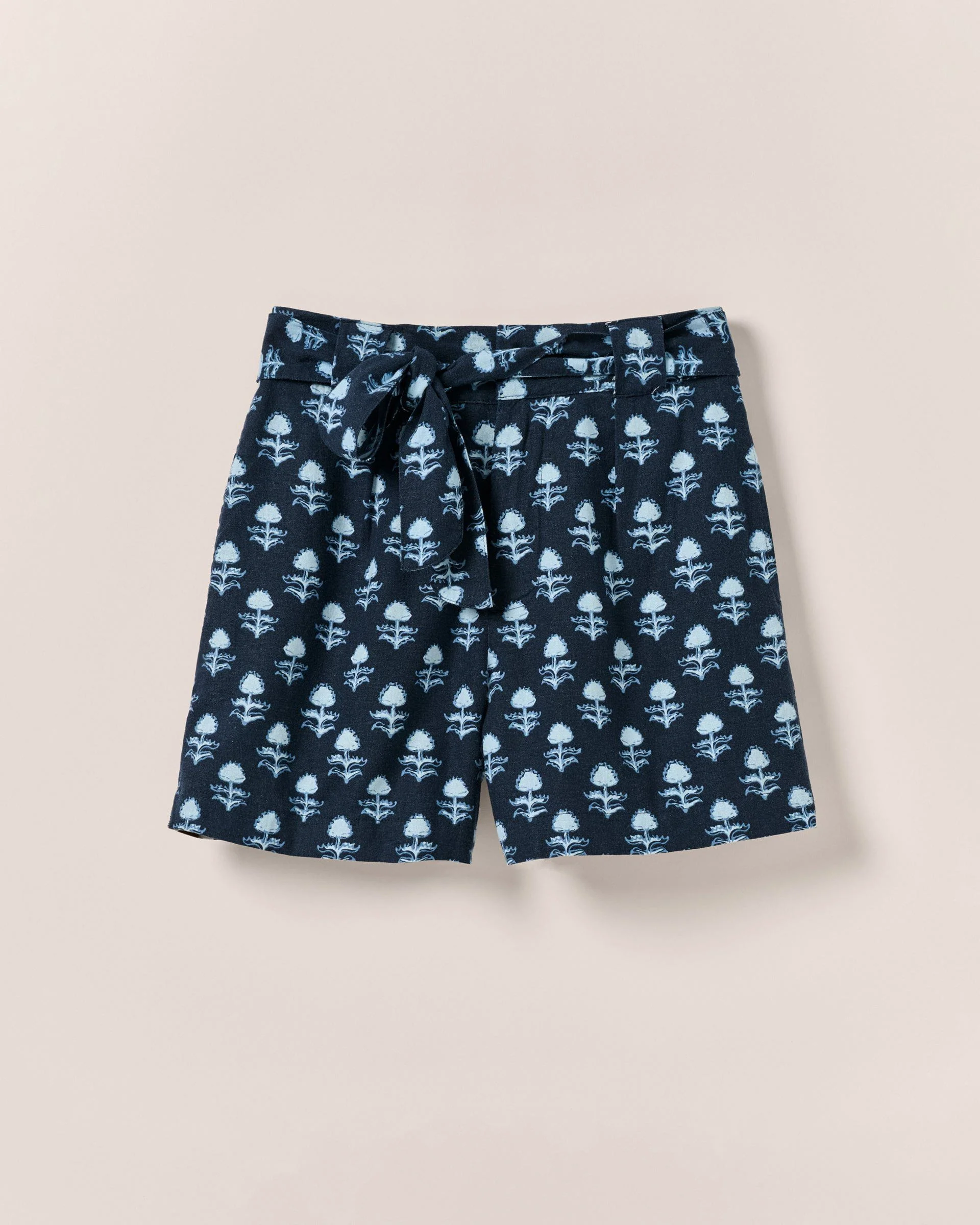 Katherine Belted Linen Blend Shorts