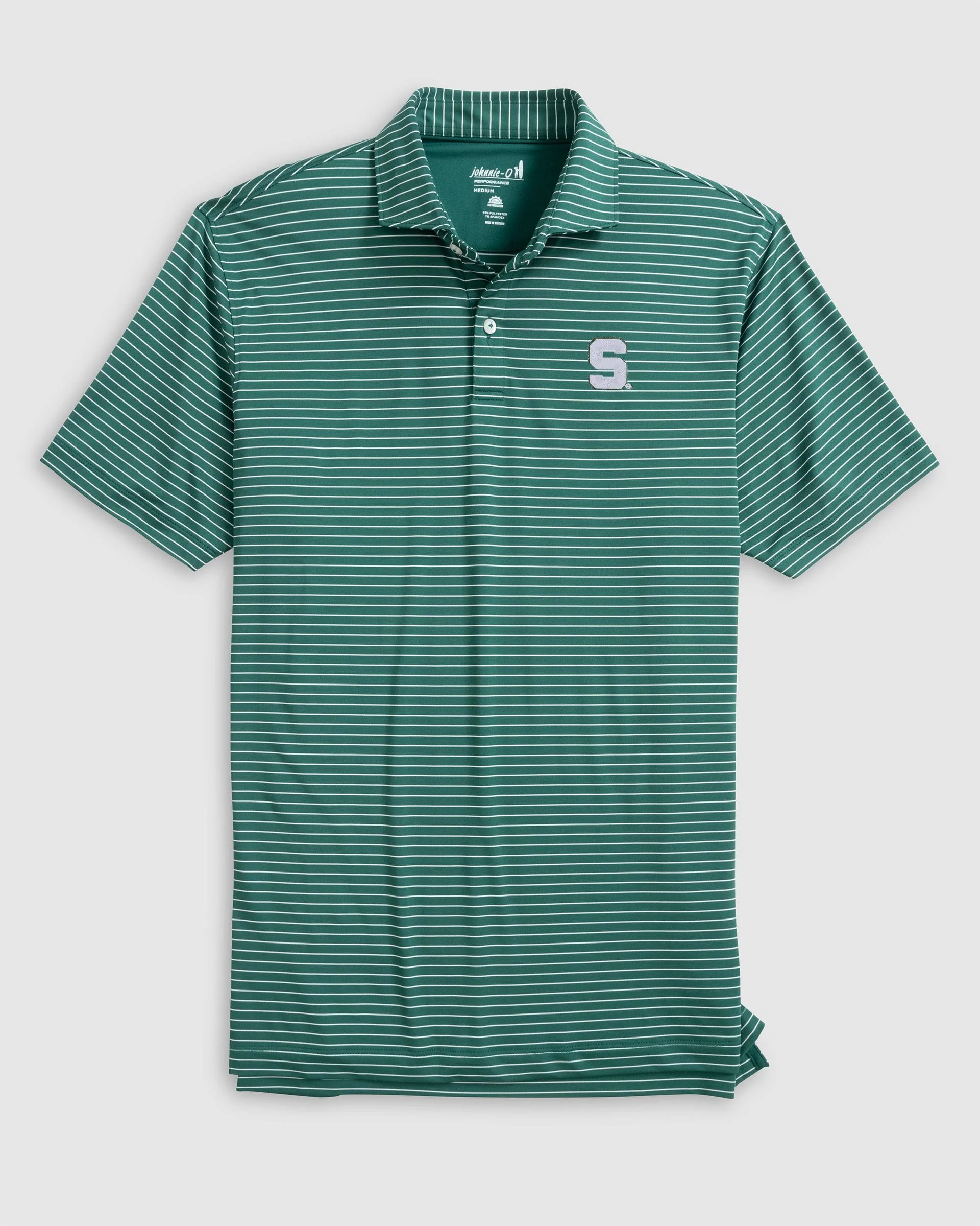 Michigan State Beau Striped Performance Jersey Polo - S Logo