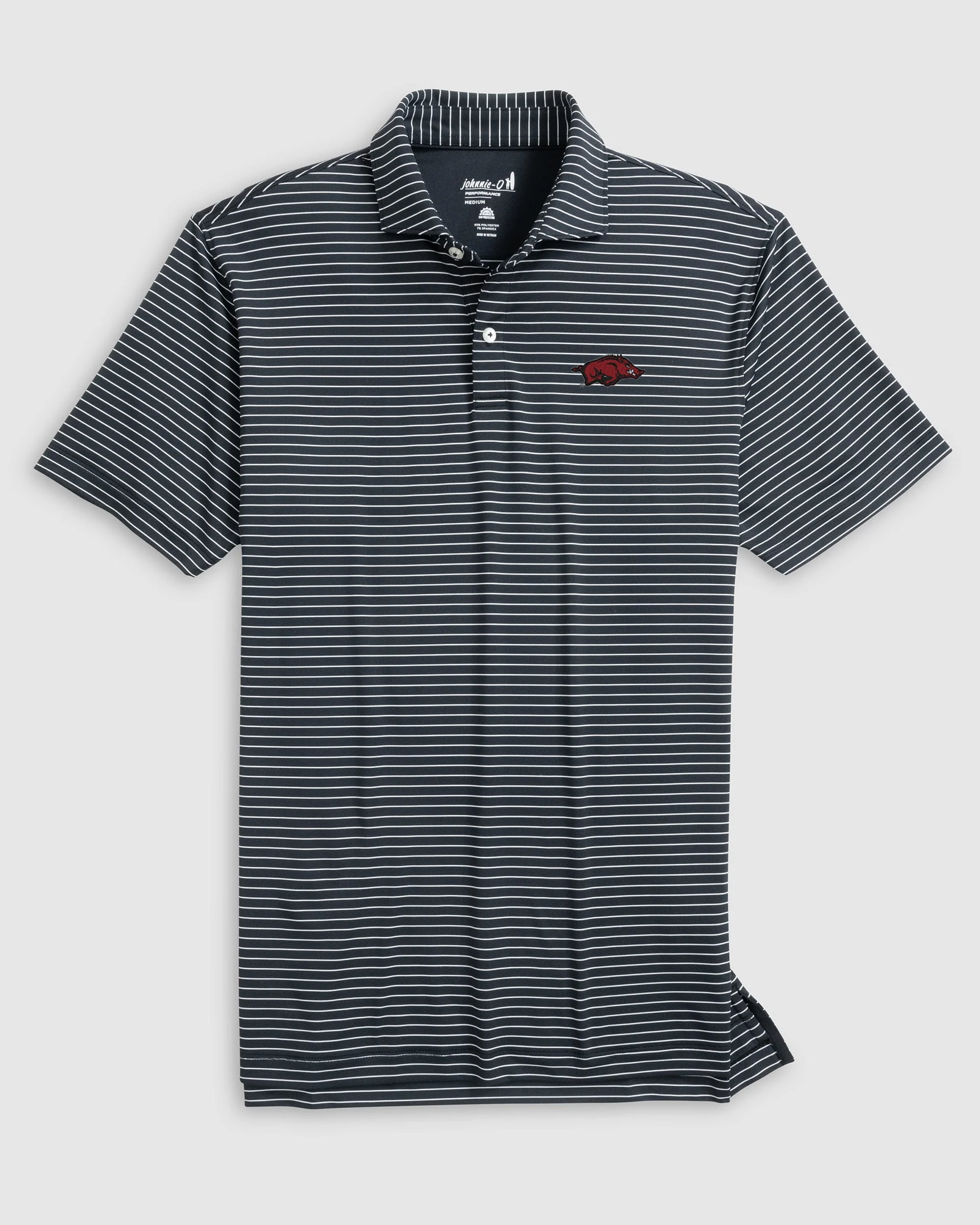 Arkansas Beau Striped Performance Jersey Polo