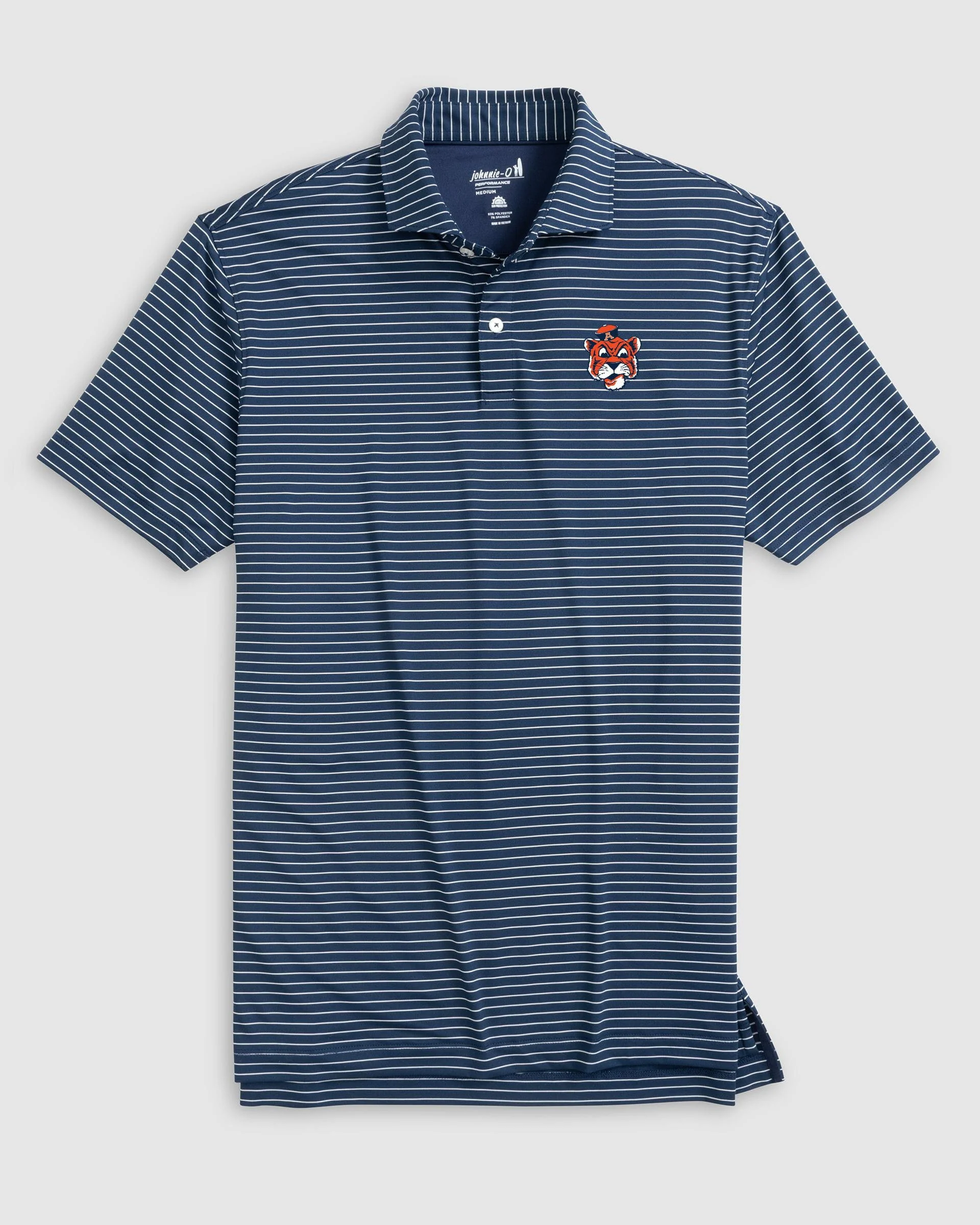 Auburn Beau Striped Performance Jersey Polo - Vault Logo