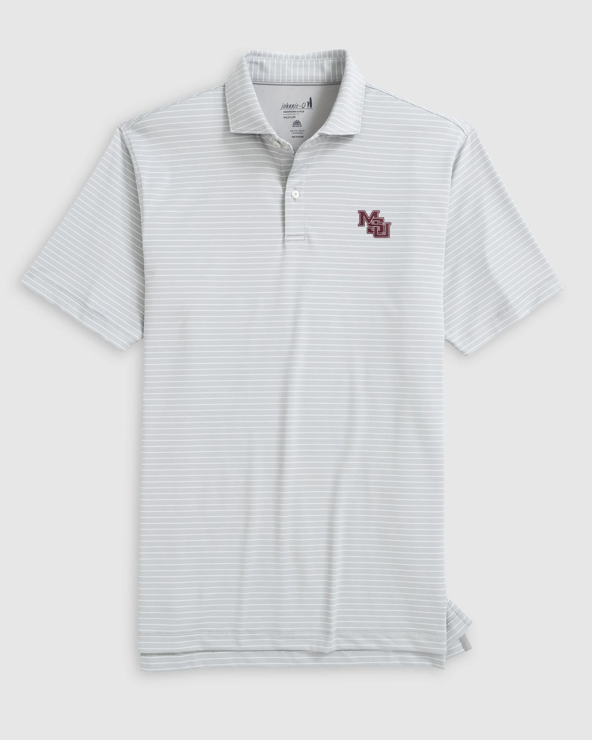 Mississippi State Beau Striped Performance Jersey Polo - Vault Logo