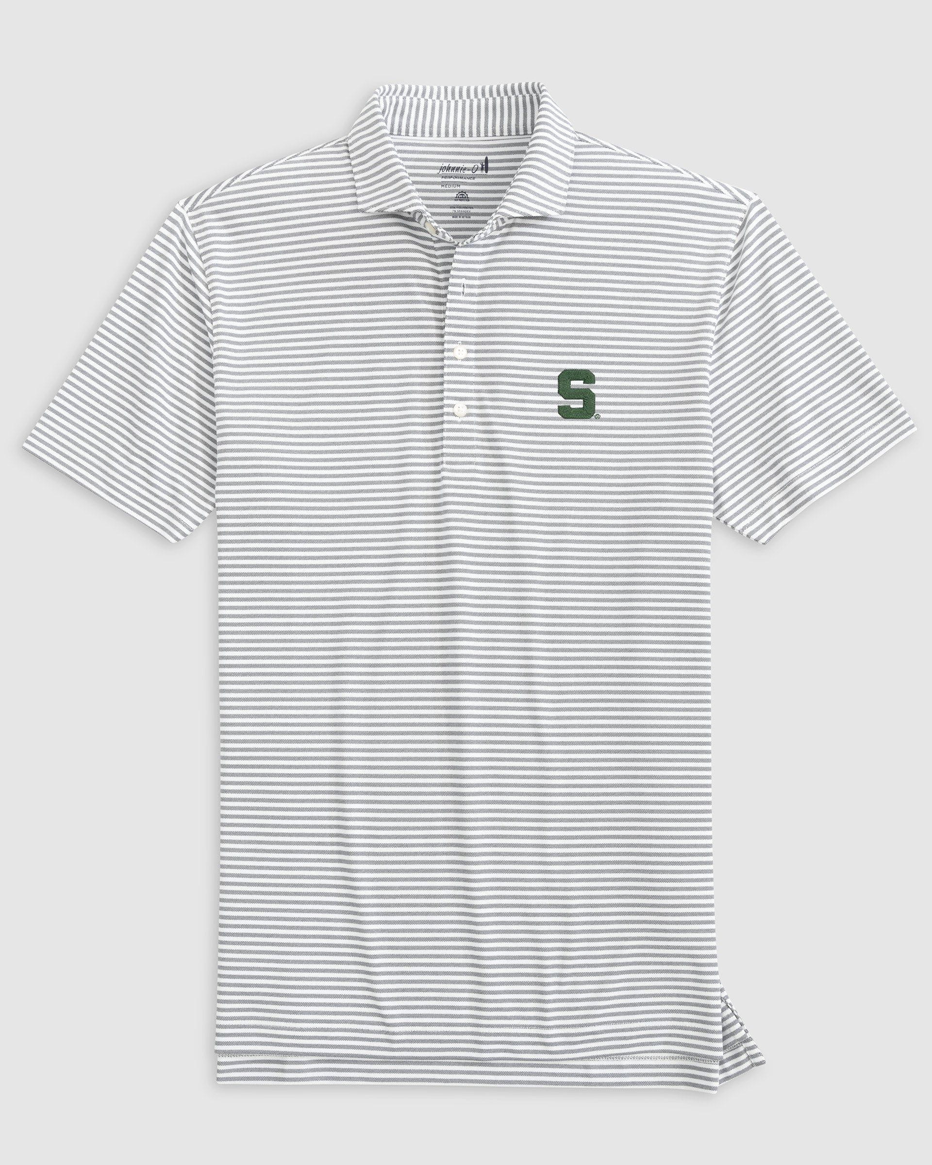Michigan State Stetsons Striped Performance Mesh Polo - S Logo