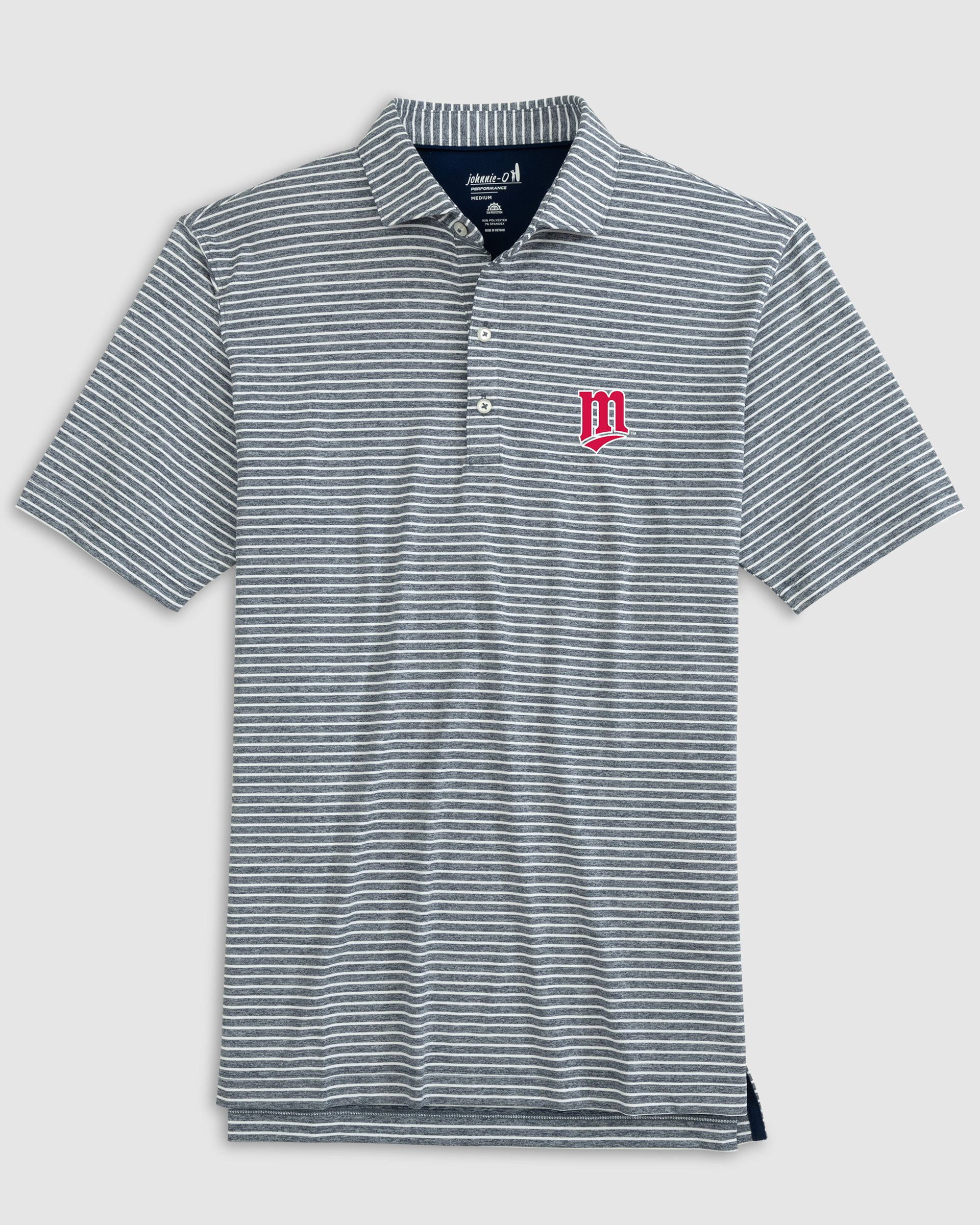 Minnesota Twins Clipperr Striped Jersey Performance Polo - Cooperstown Logo