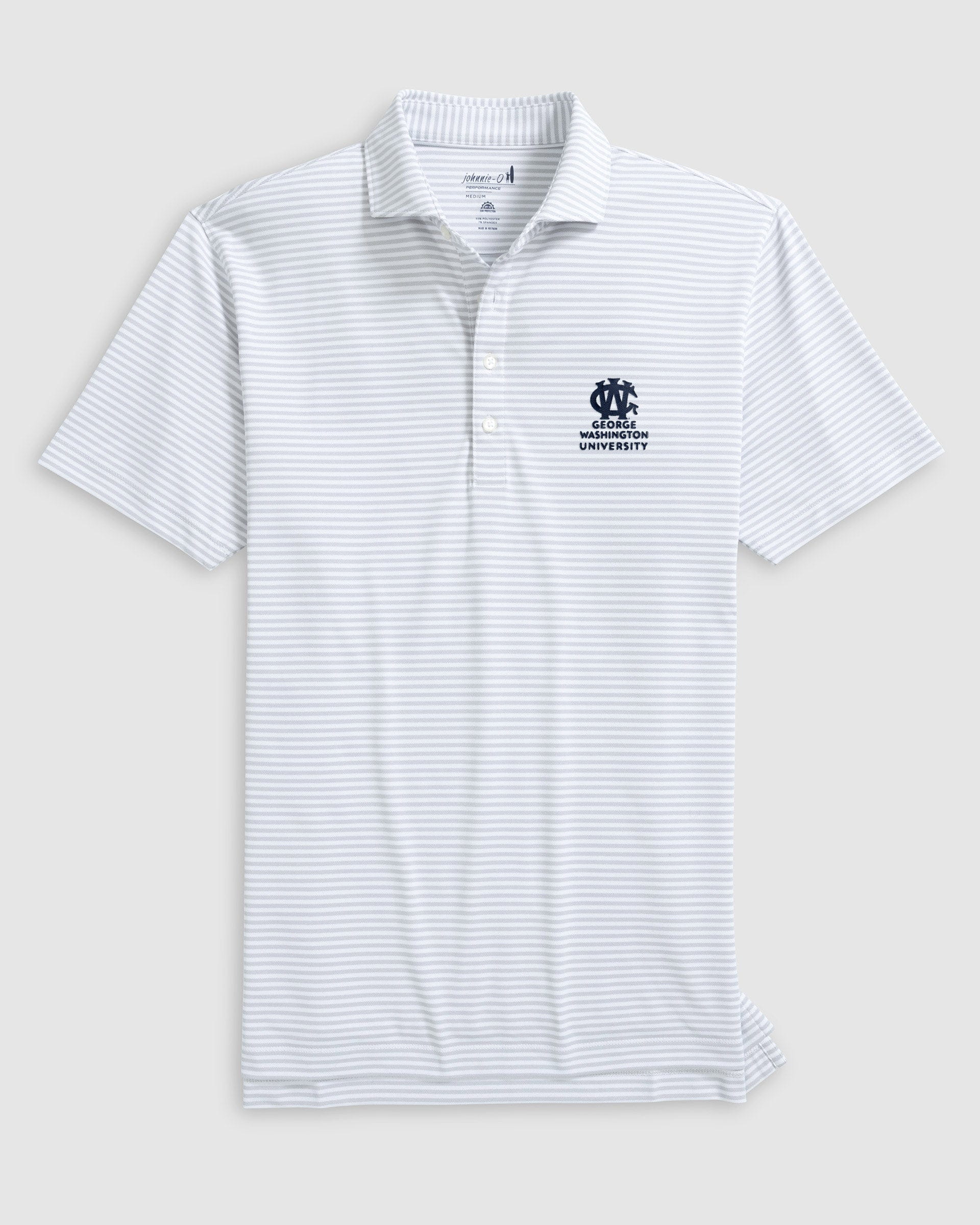 George Washington Stetsons Striped Performance Mesh Polo - Vault Logo