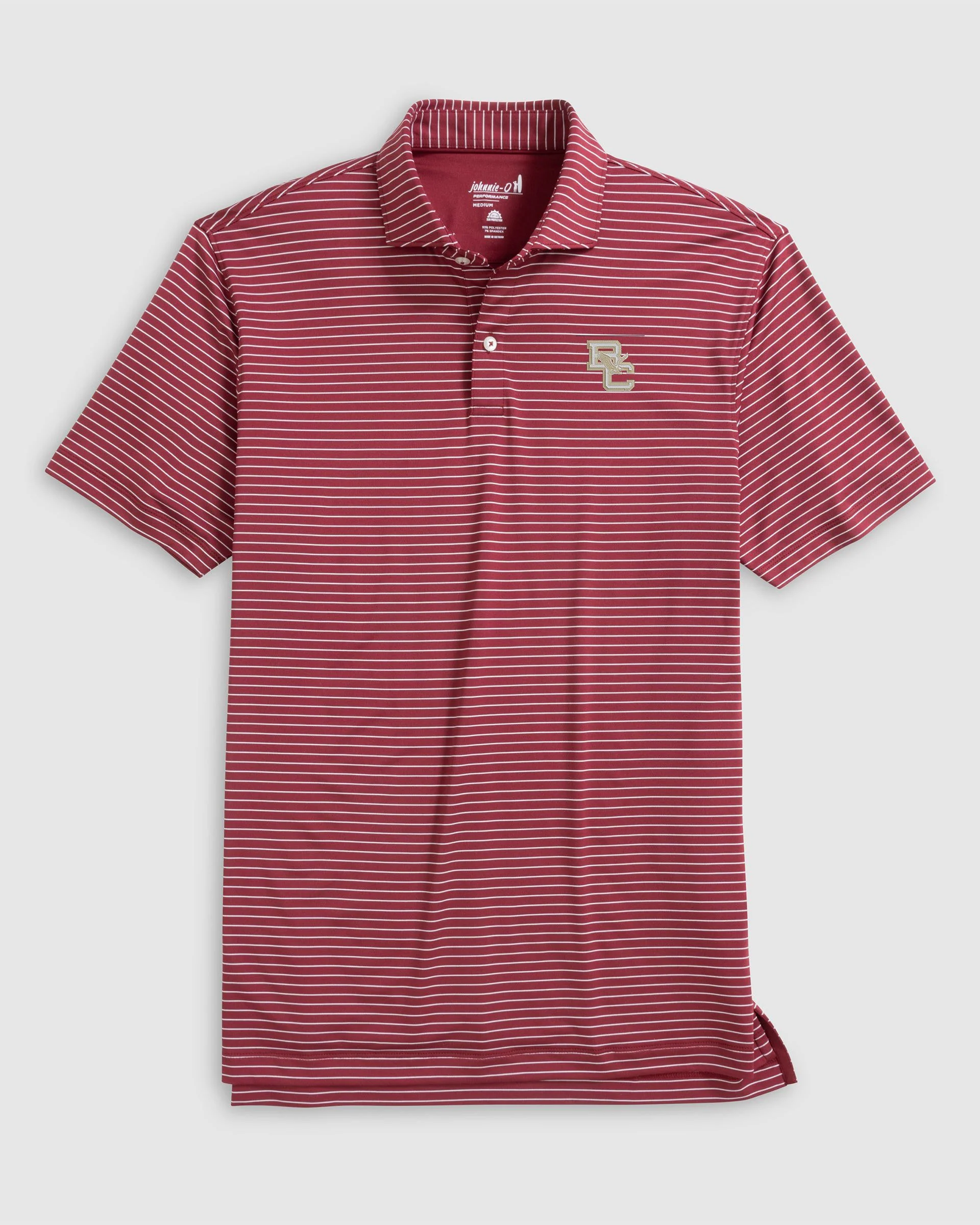 Boston College Beau Striped Performance Jersey Polo - Heritage Logo