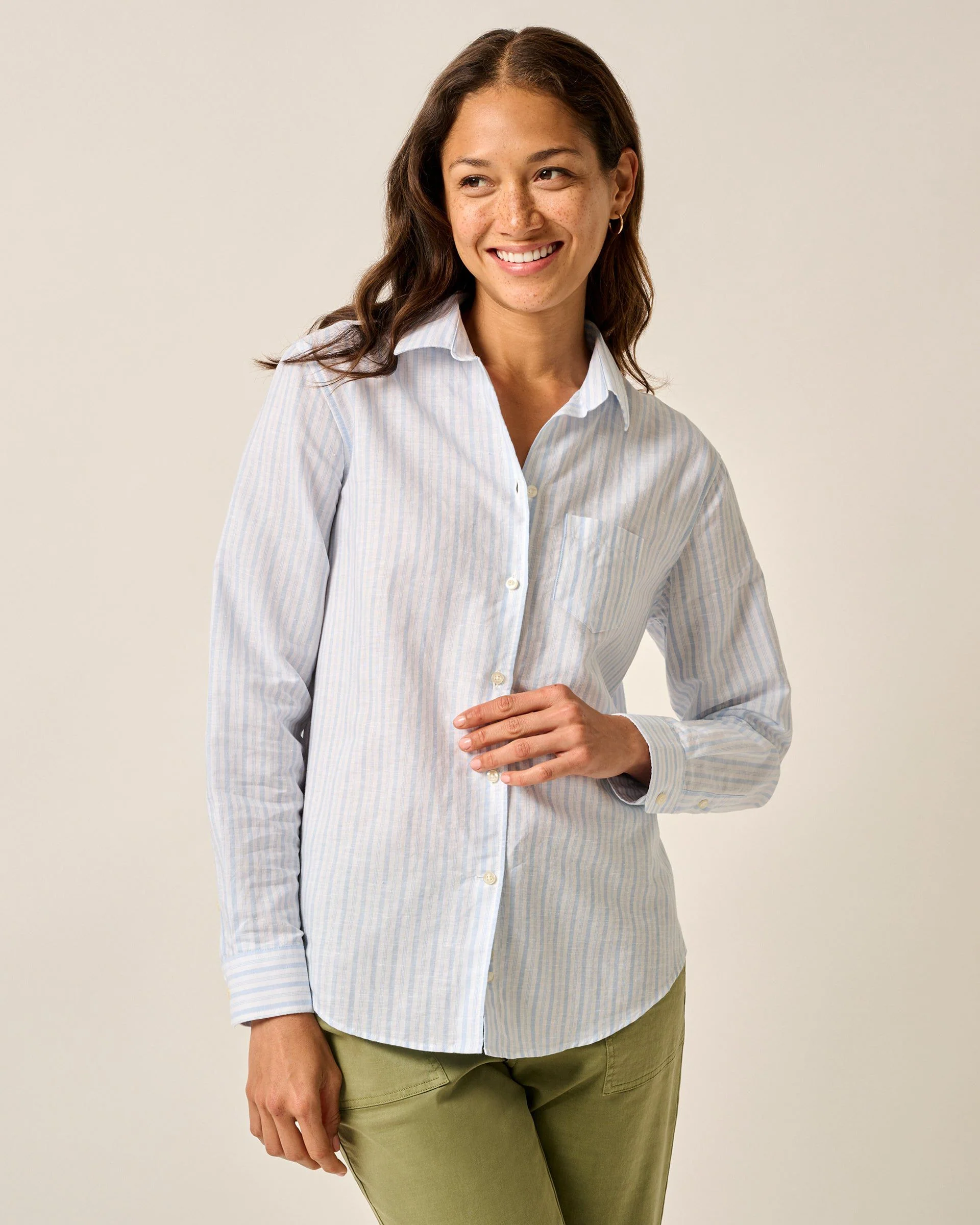 Frieda Cotton Linen Button Down Shirt