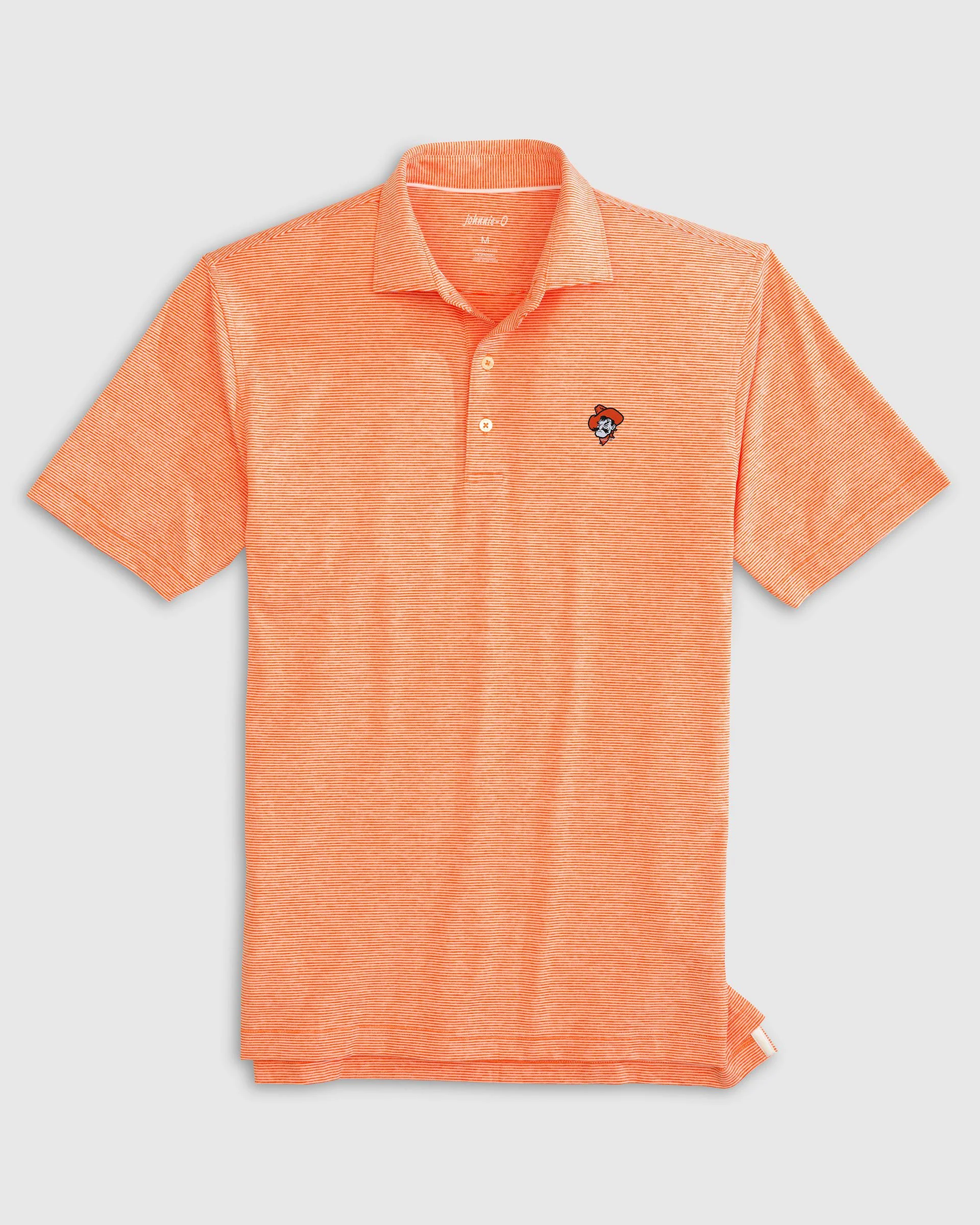 Oklahoma State Lyndonn Striped Jersey Performance Polo - Pistol Pete Logo