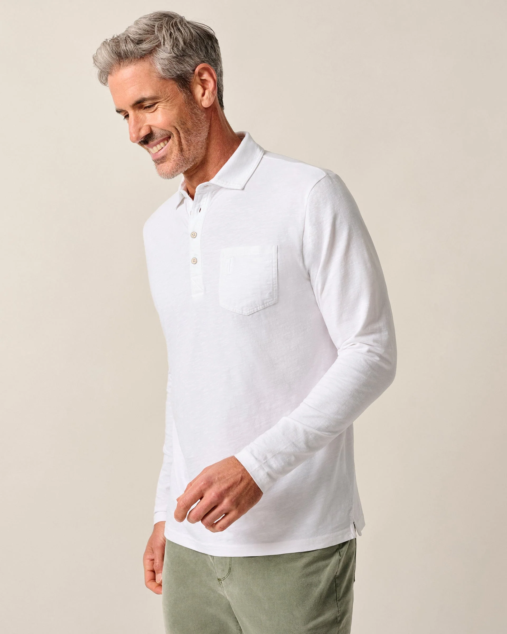 Long-Sleeve Original 4-Button Polo - Coastal Wash