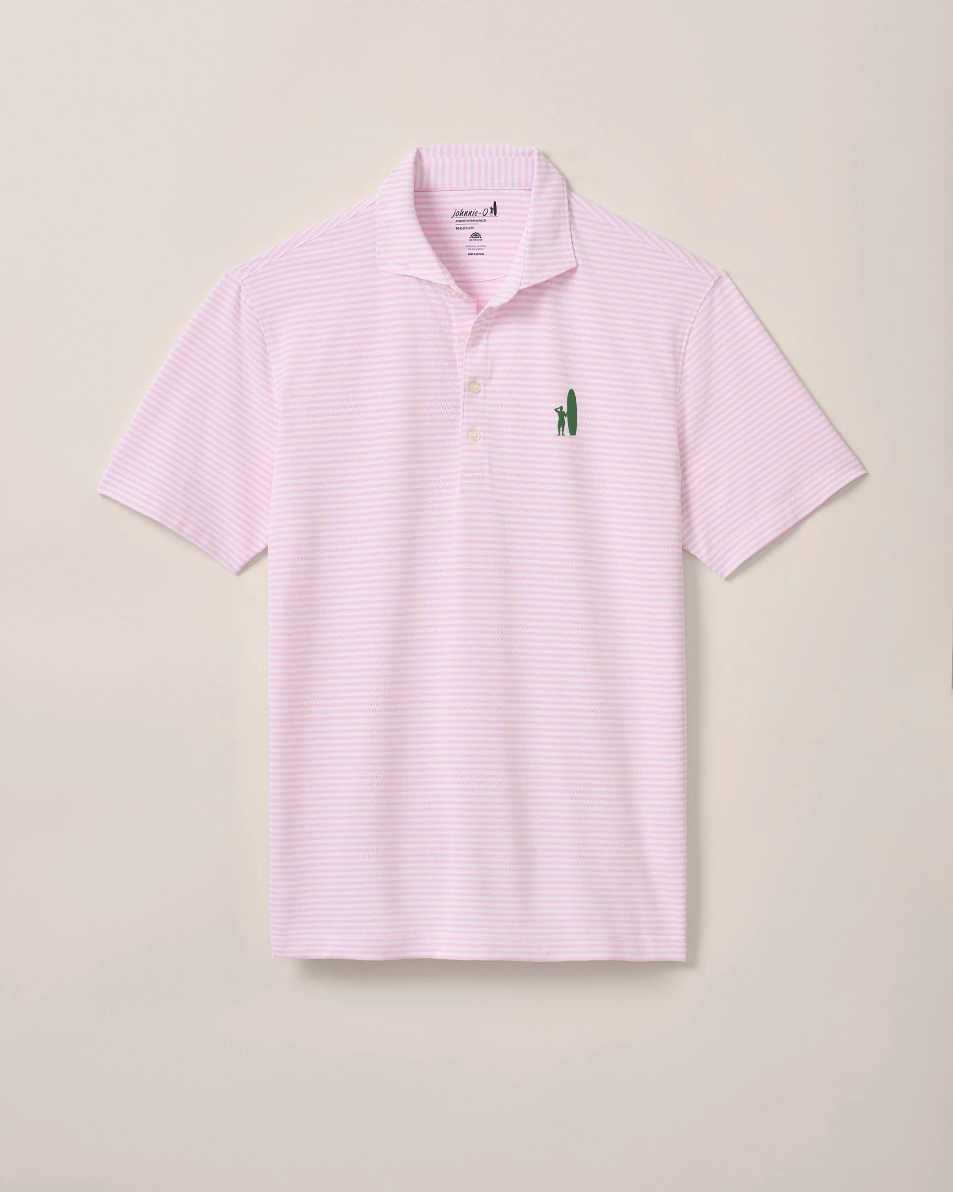 Custom Surfer Logo Performance Mesh Polo - Stetson Stripe