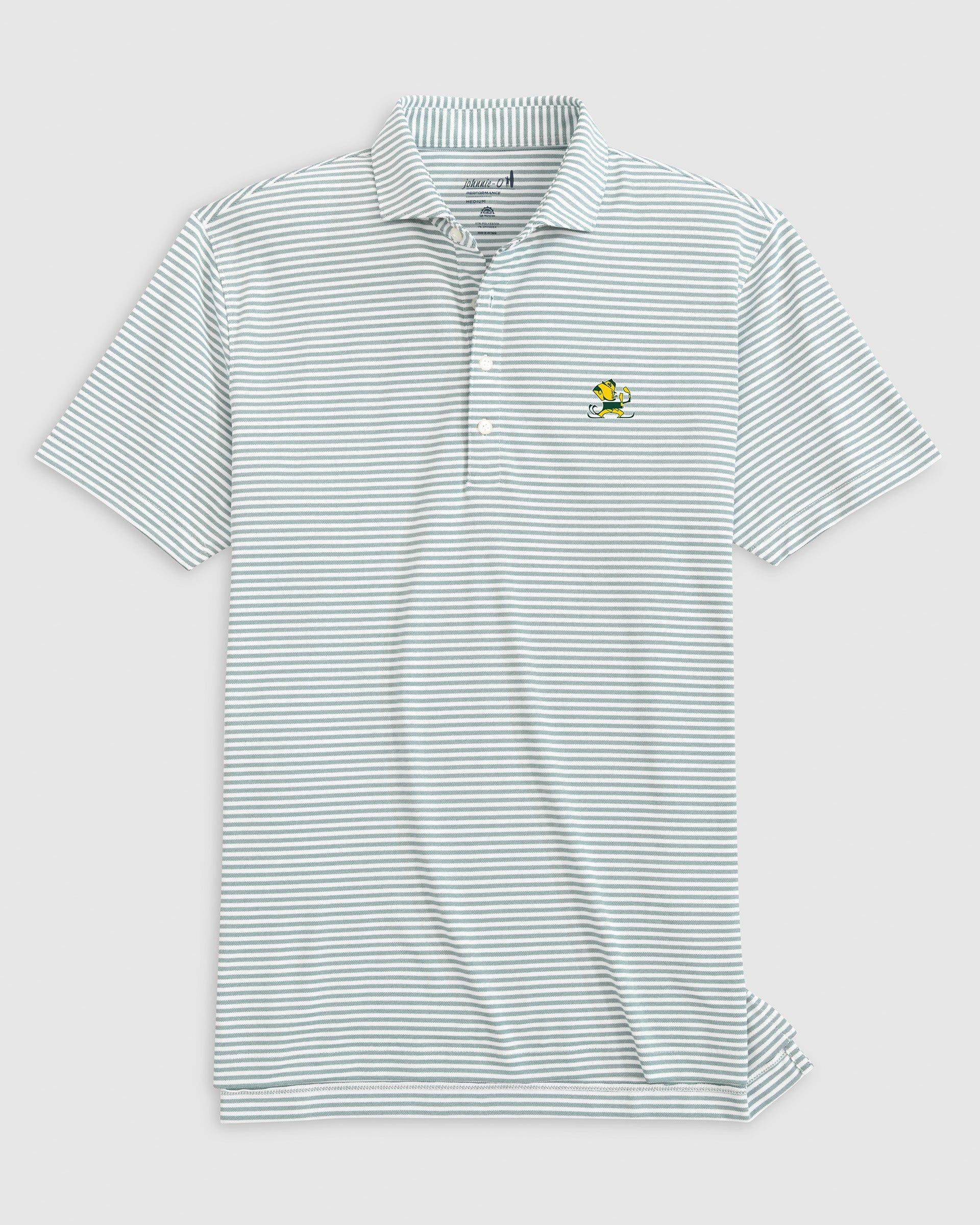 Notre Dame Stetsons Striped Performance Mesh Polo - Vintage Logo