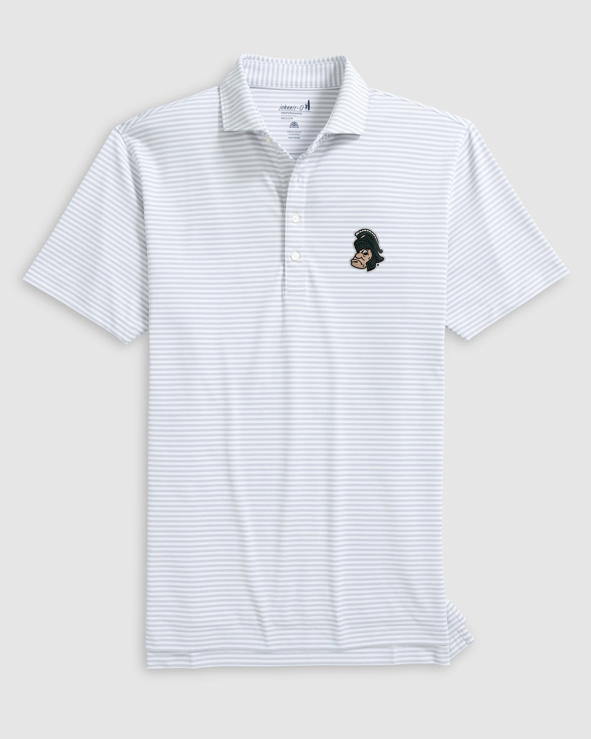 Michigan State Stetsons Striped Performance Mesh Polo - Vault Logo