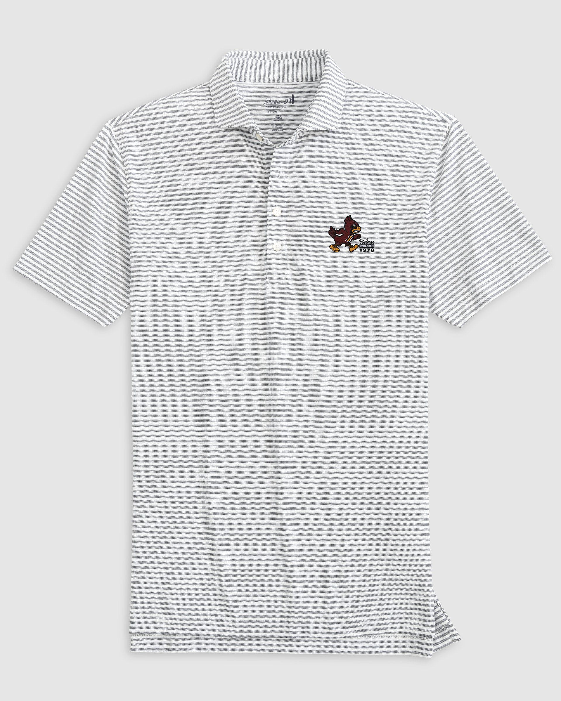 Iowa State Stetsons Striped Performance Mesh Polo - Vault Logo